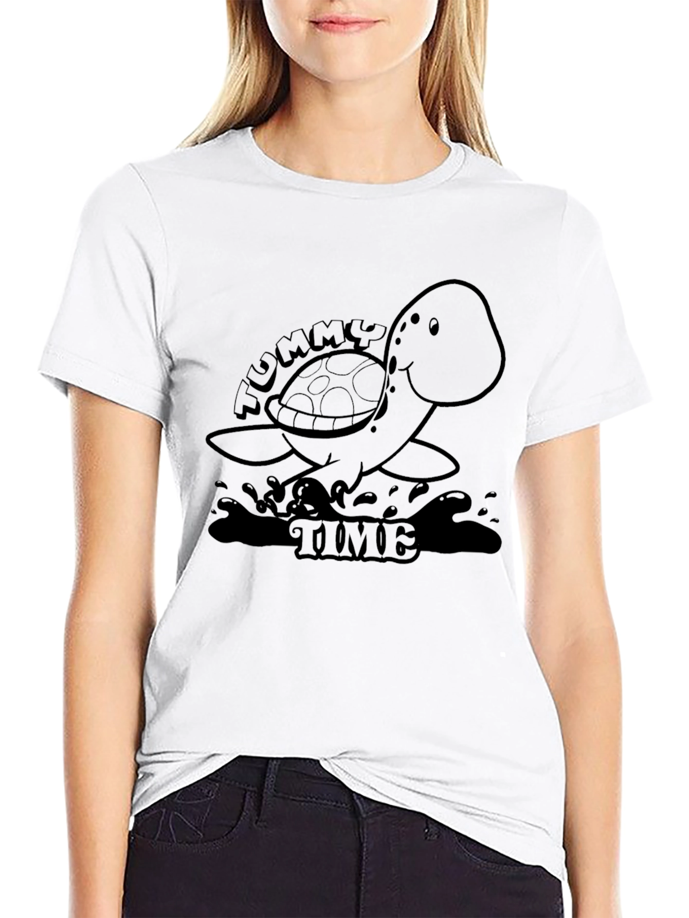 Tummy Time Turtle Tee - Playful Black T-Shirt