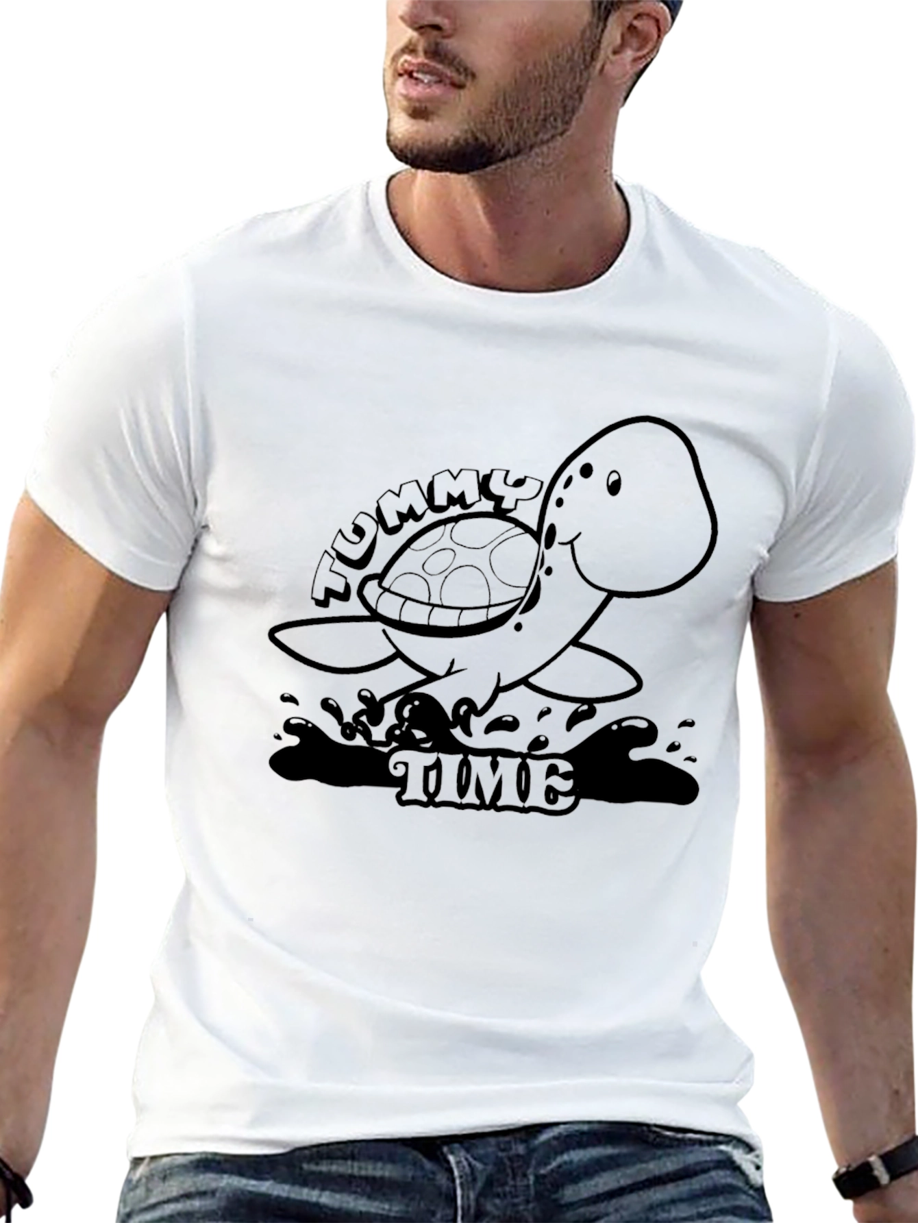 Tummy Time Turtle Tee - Playful Black T-Shirt