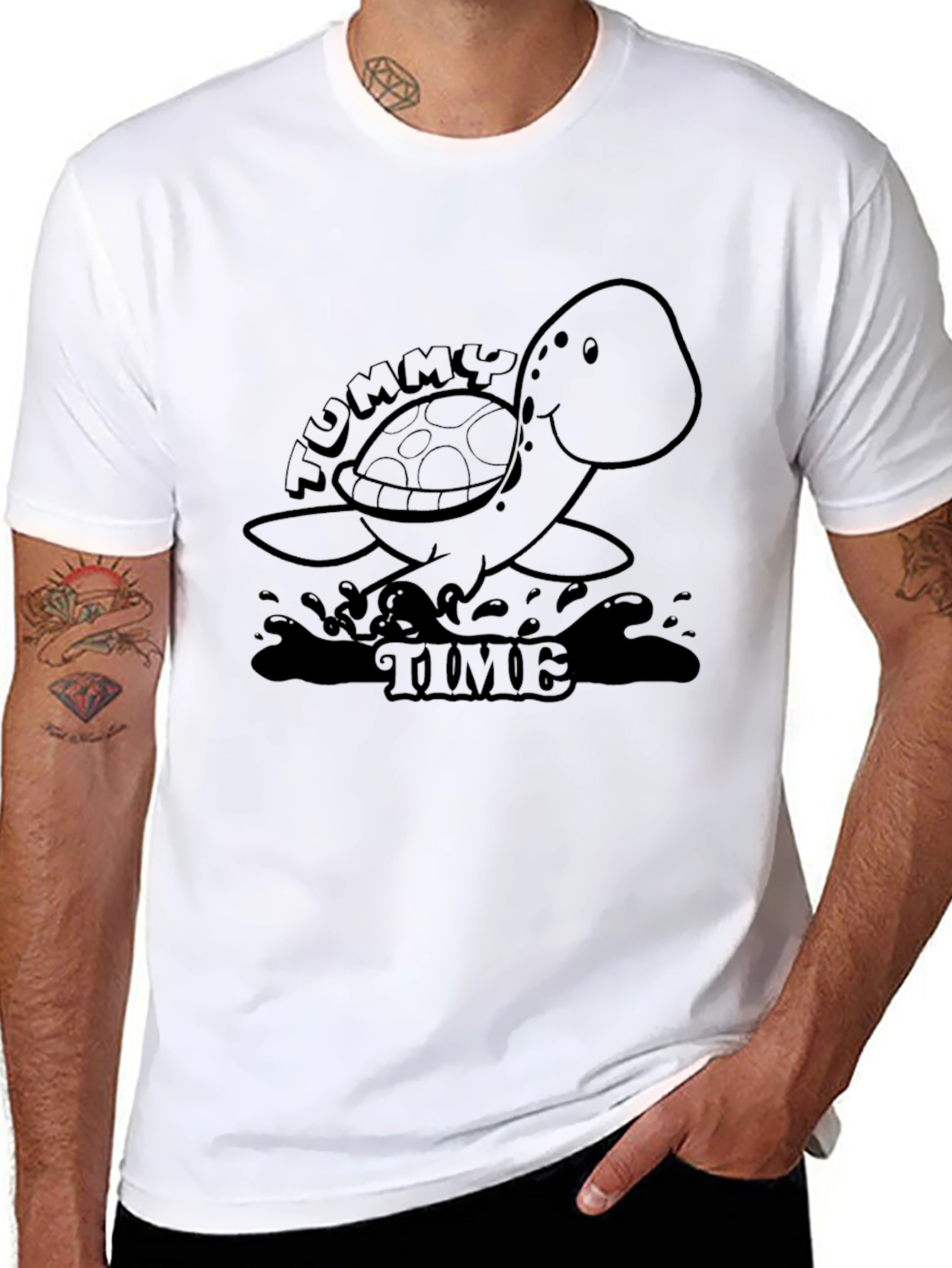 Tummy Time Turtle Tee - Playful Black T-Shirt