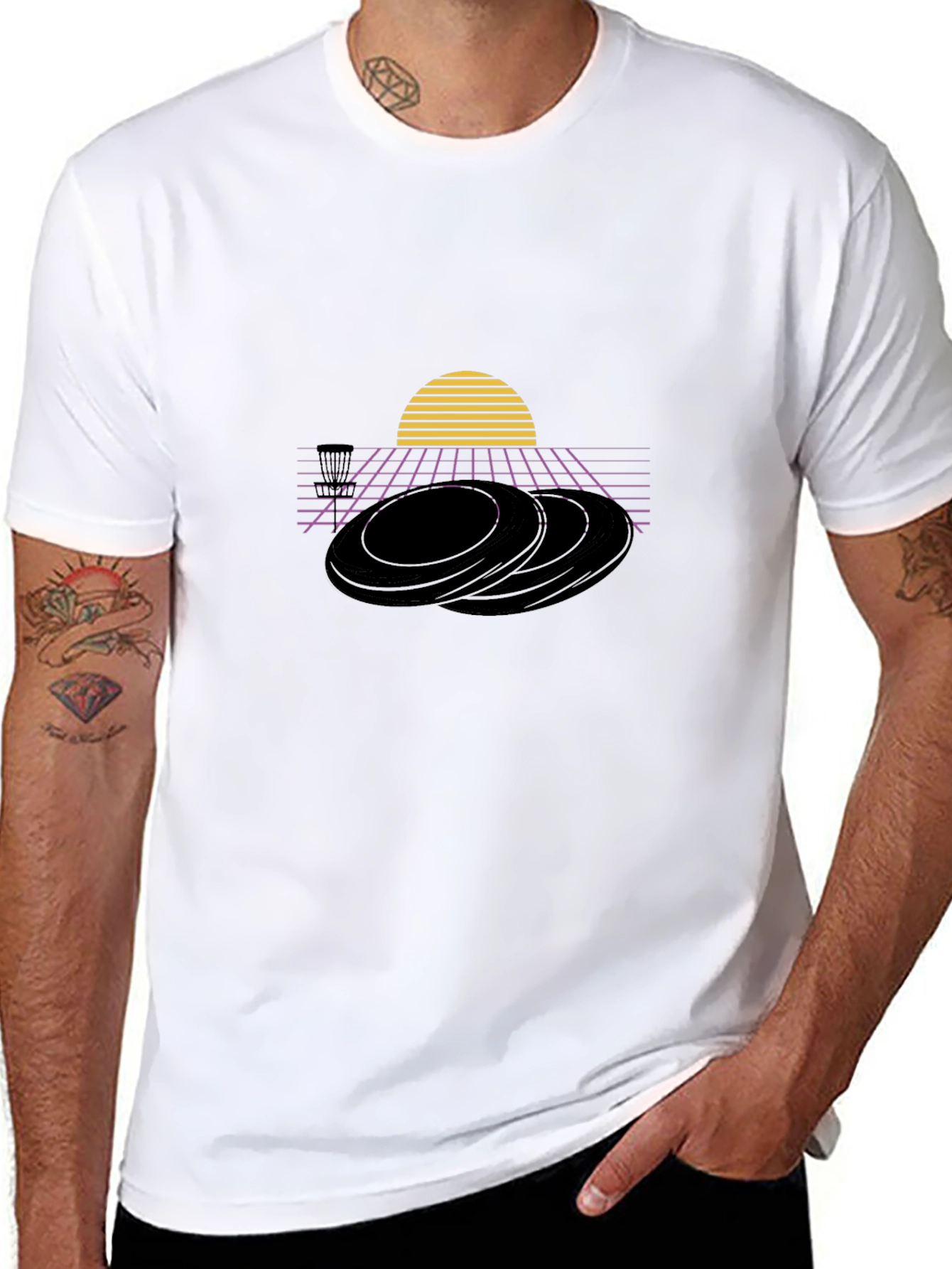 Retro Disc Golf T-Shirt - Synthwave Style