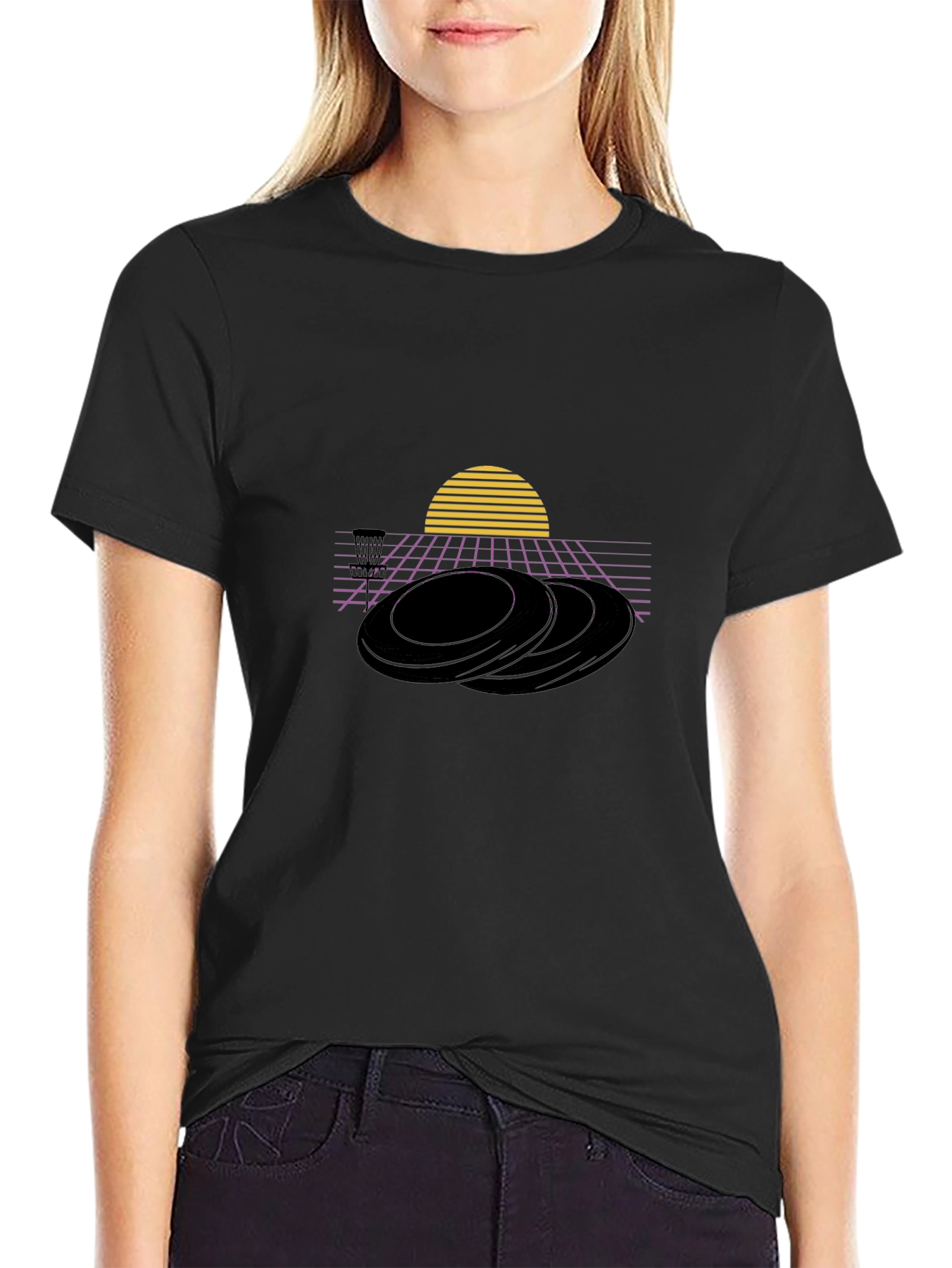 Retro Disc Golf T-Shirt - Synthwave Style