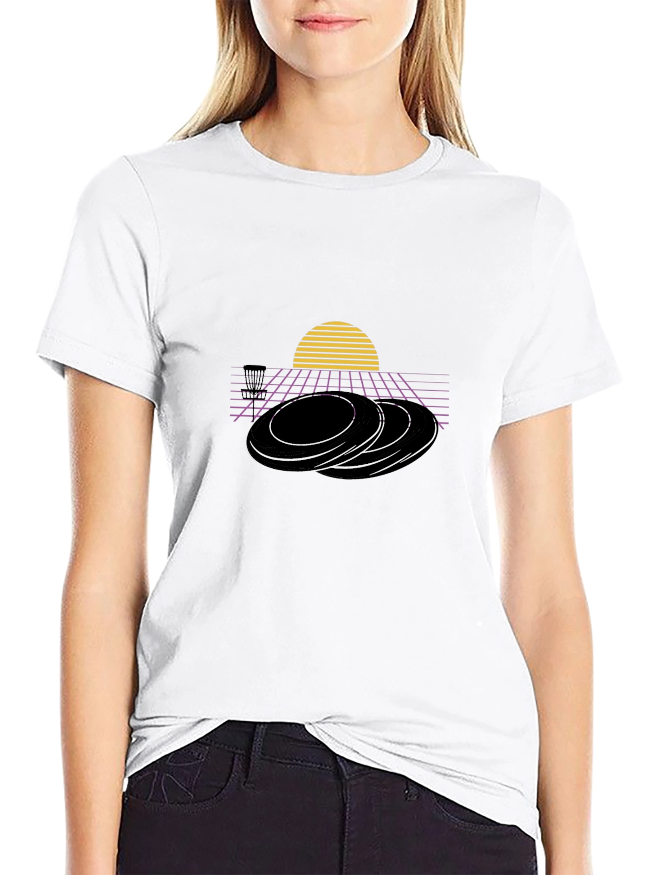 Retro Disc Golf T-Shirt - Synthwave Style