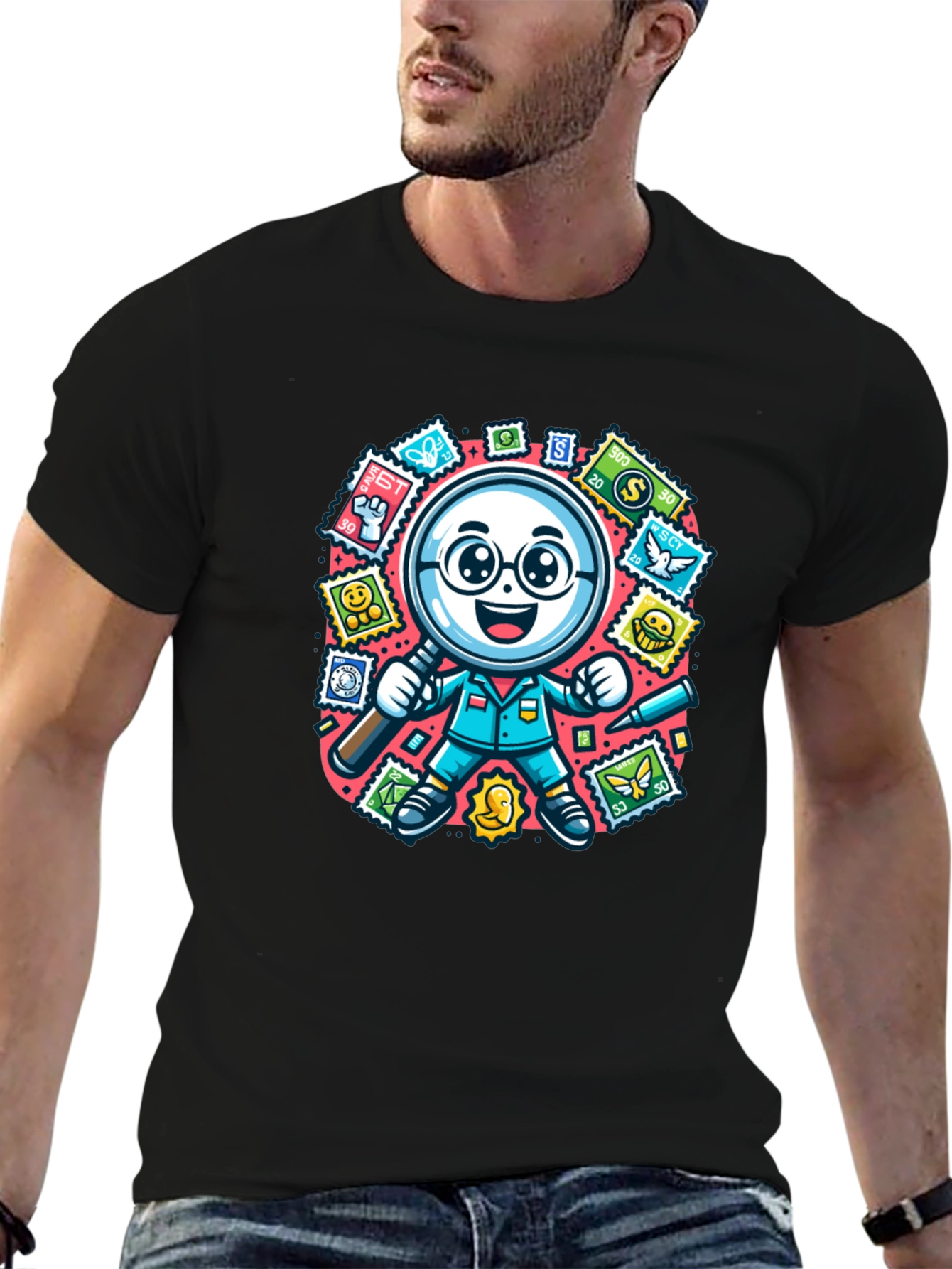 Stamp Collector T-Shirt: Magnifying Fun!