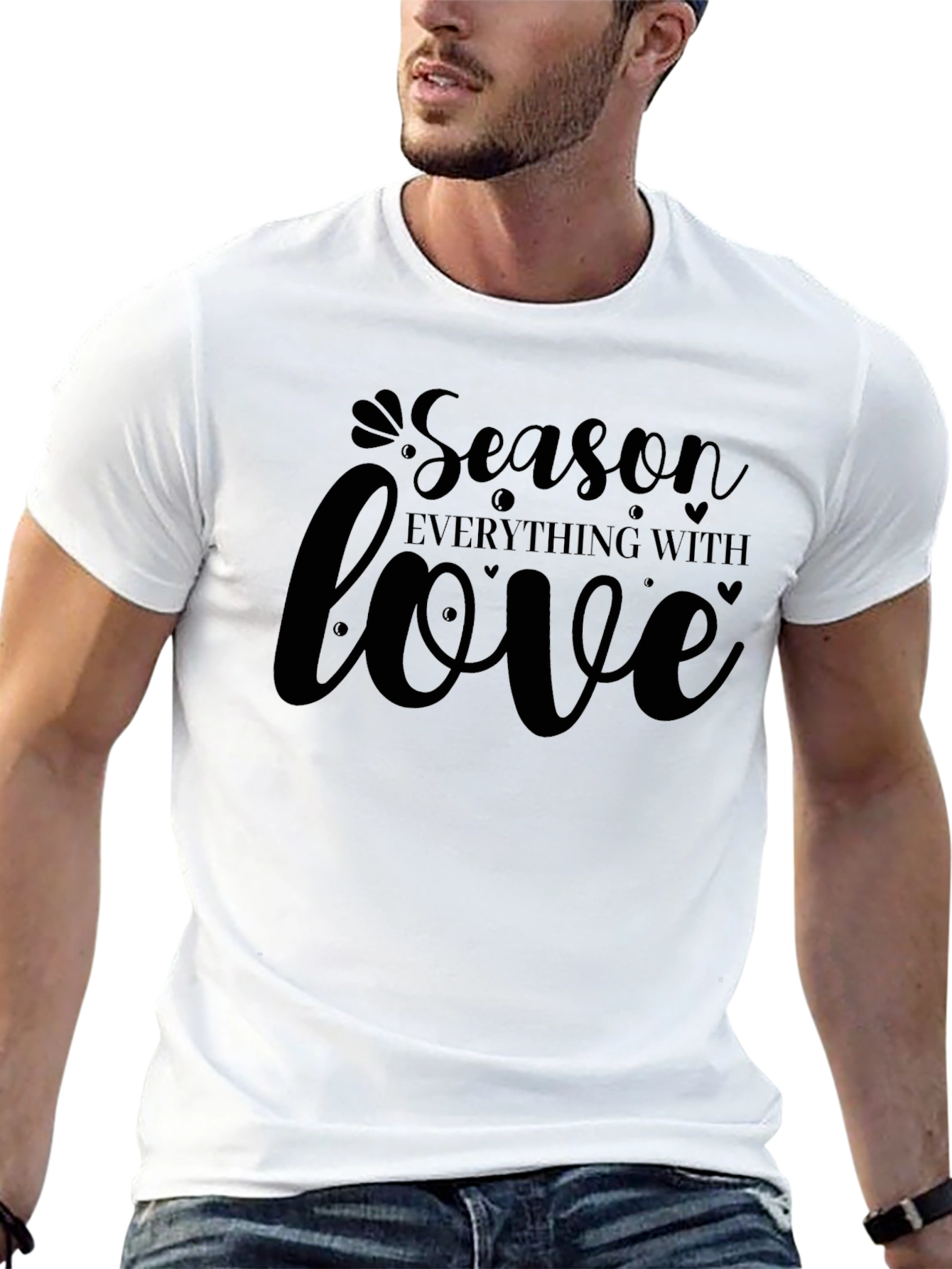 Season Everything with Love - Black Graphic T-Shirt