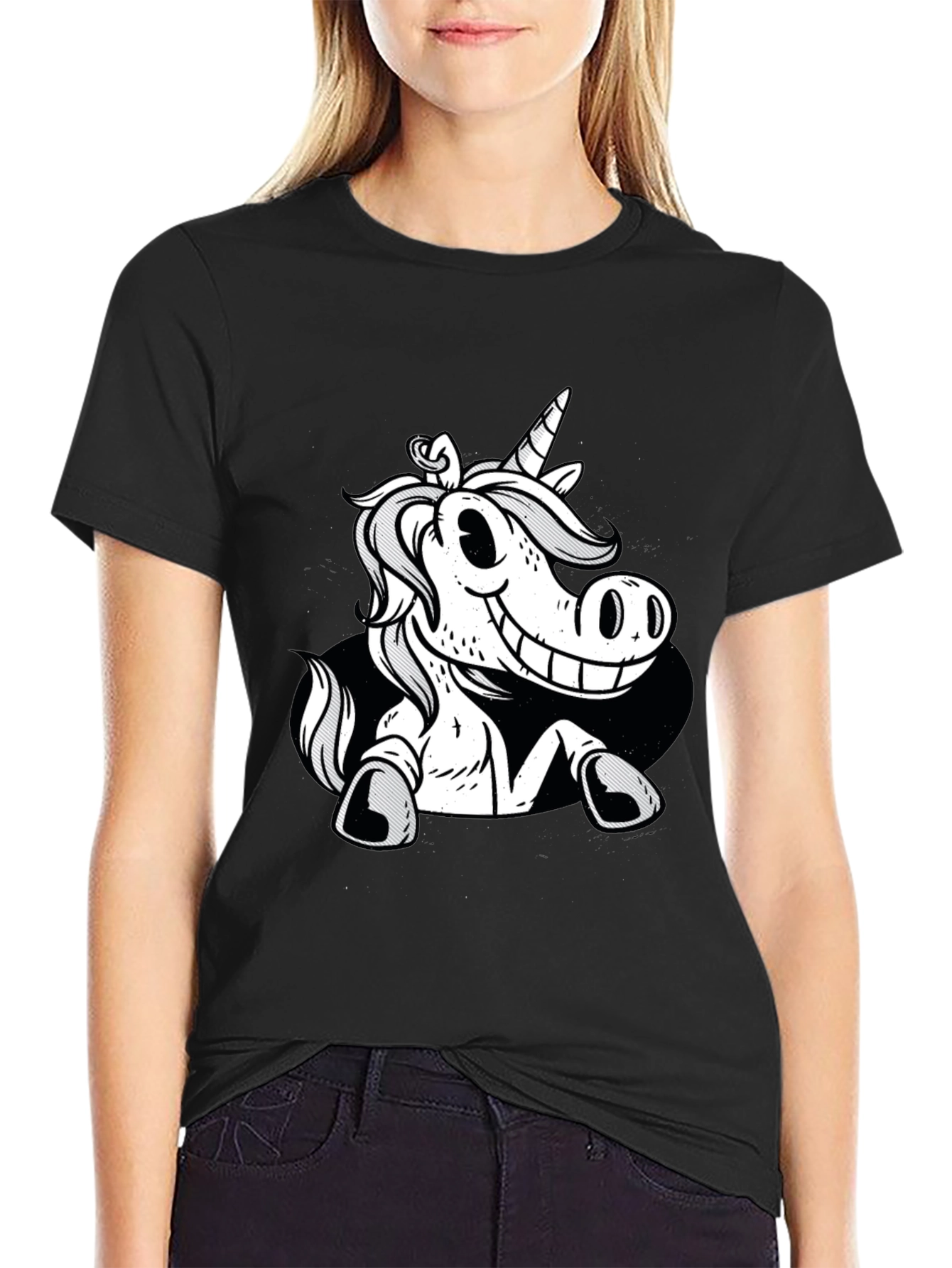 Unicorn Graphic Black Tee