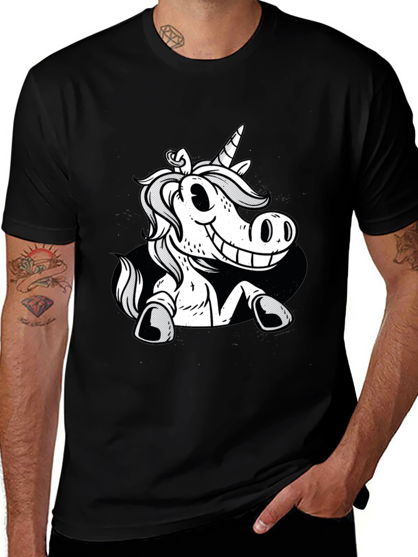 Unicorn Graphic Black Tee