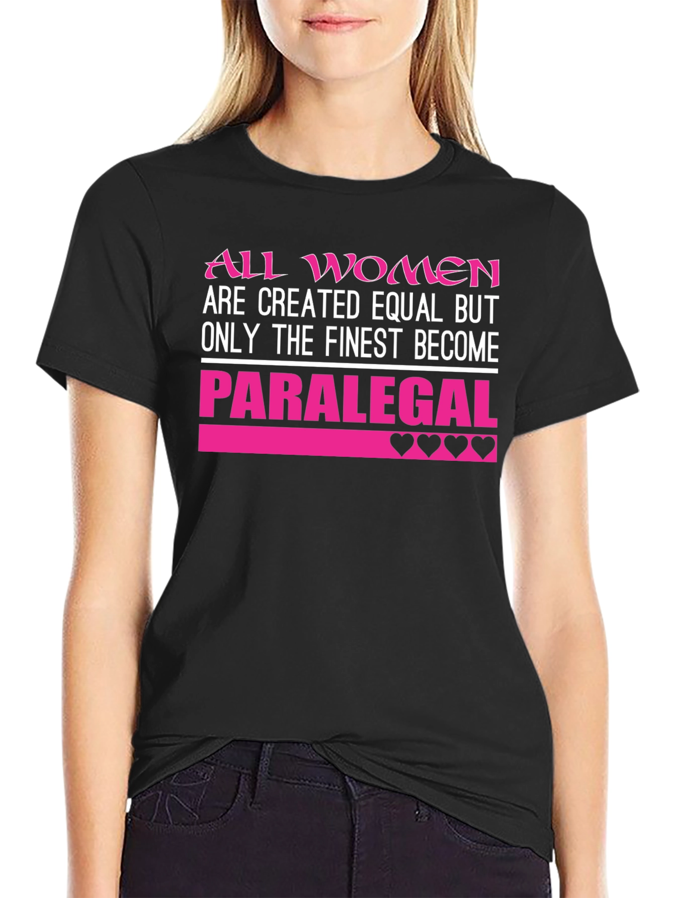 Finest Women Paralegal T-Shirt - Black Crew Neck