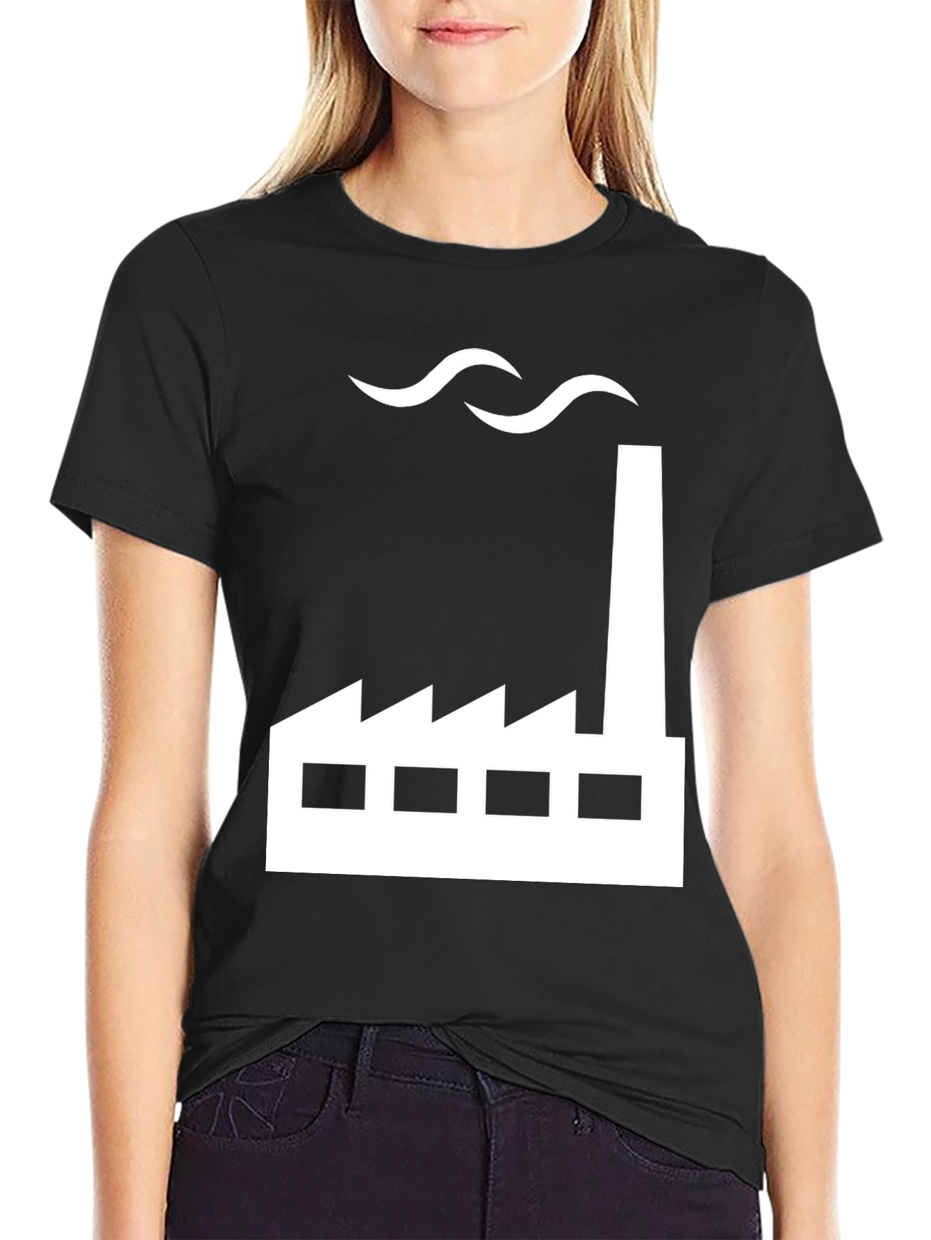 Factory Graphic Tee - Black Cotton Blend Shirt