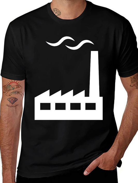Factory Graphic Tee - Black Cotton Blend Shirt