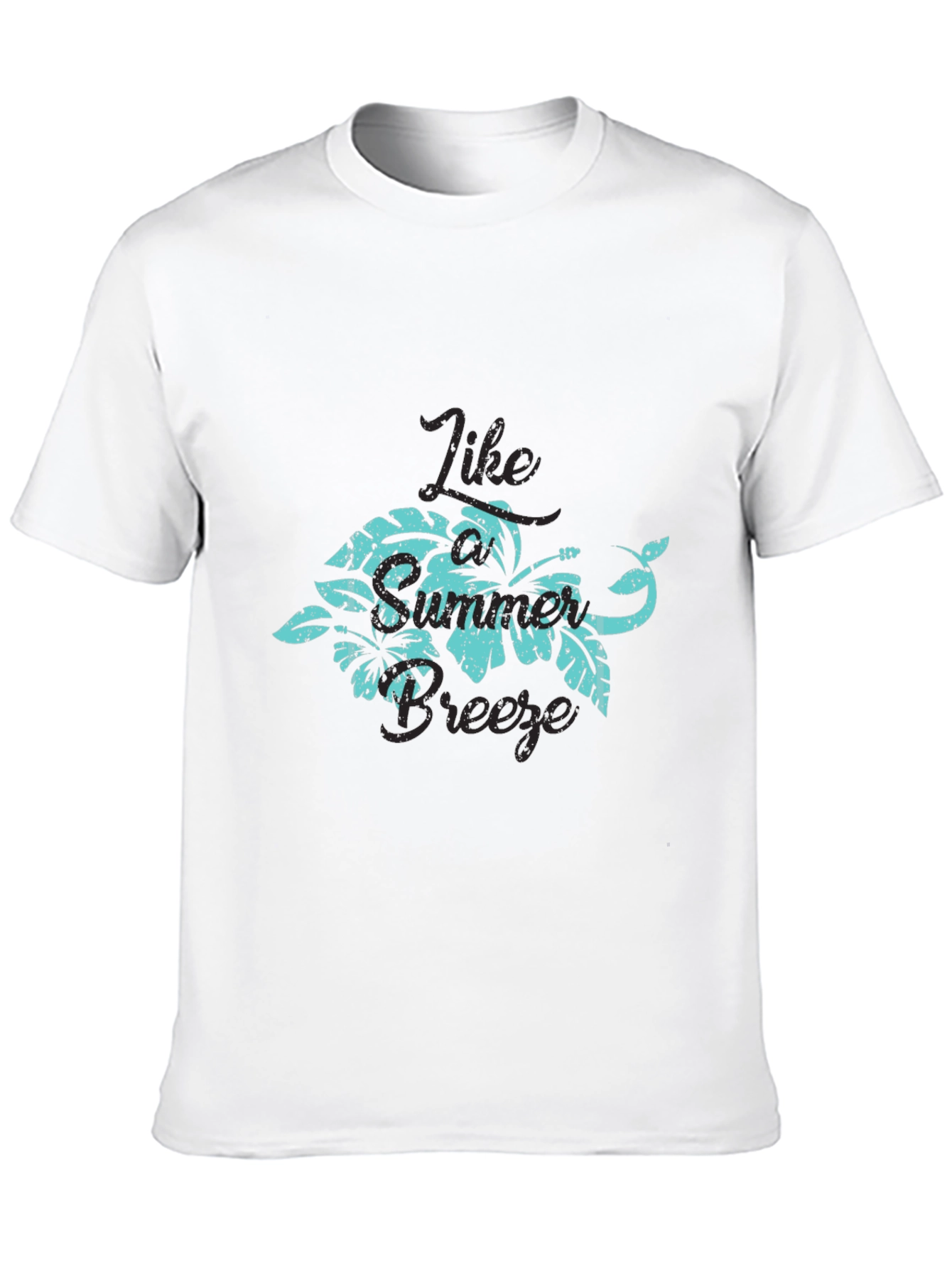 Tropical Breeze Graphic Tee - Black Cotton T-Shirt