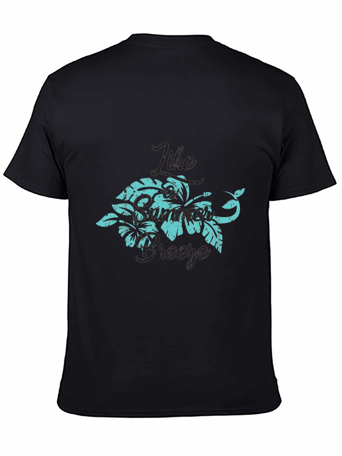 Tropical Breeze Graphic Tee - Black Cotton T-Shirt