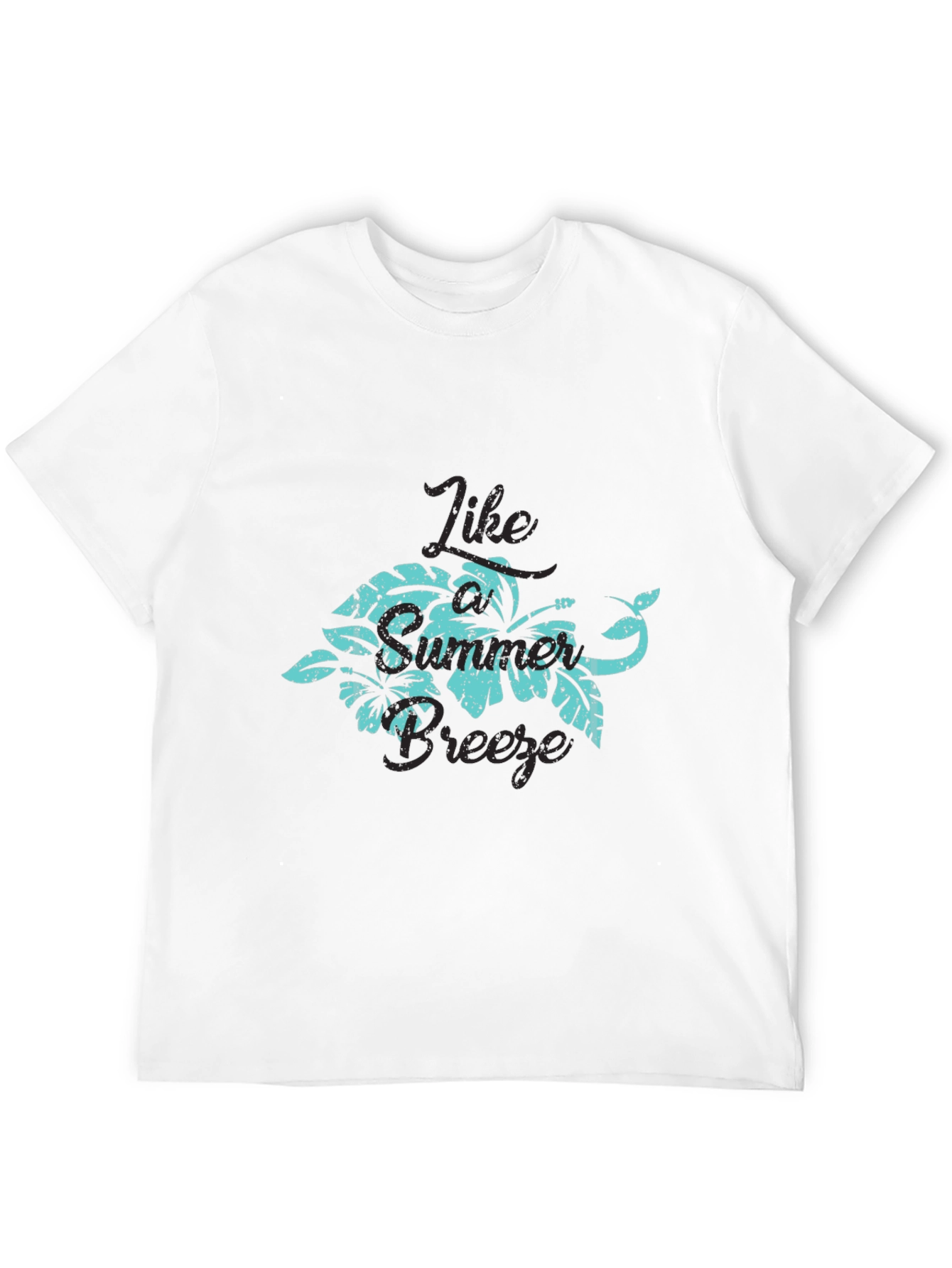 Tropical Breeze Graphic Tee - Black Cotton T-Shirt