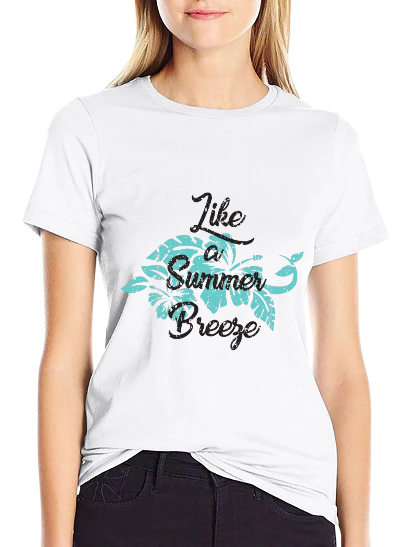 Tropical Breeze Graphic Tee - Black Cotton T-Shirt