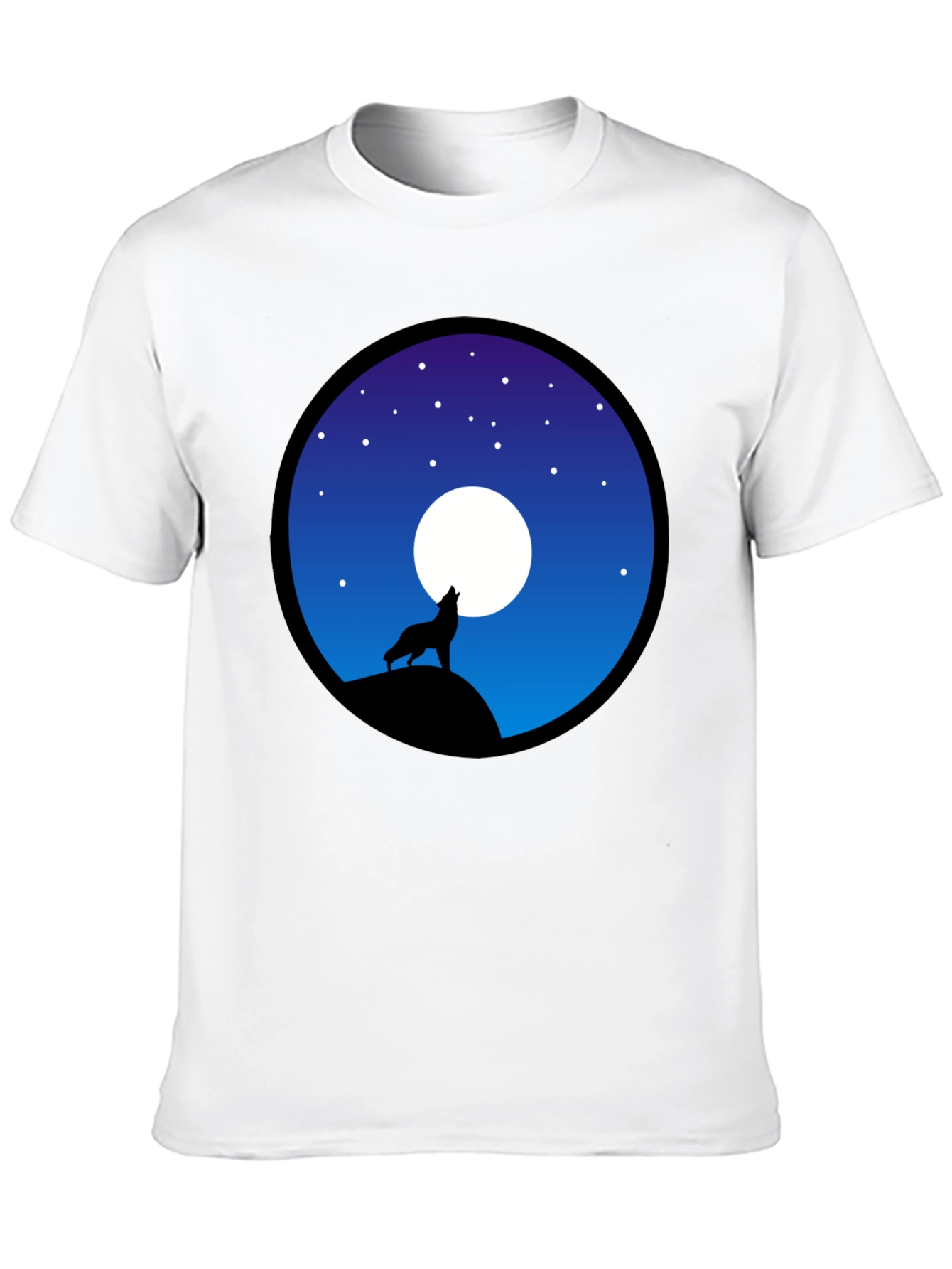 Wolf Howling at Moon Graphic T-Shirt - Black