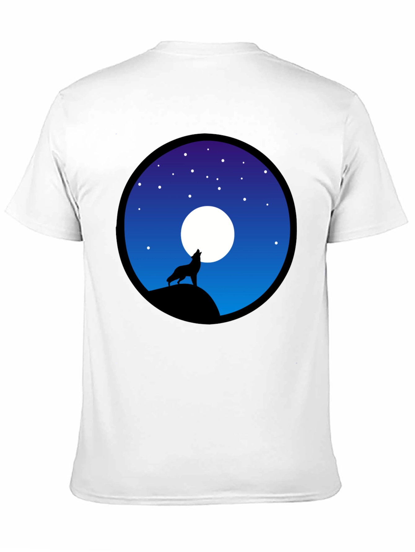 Wolf Howling at Moon Graphic T-Shirt - Black