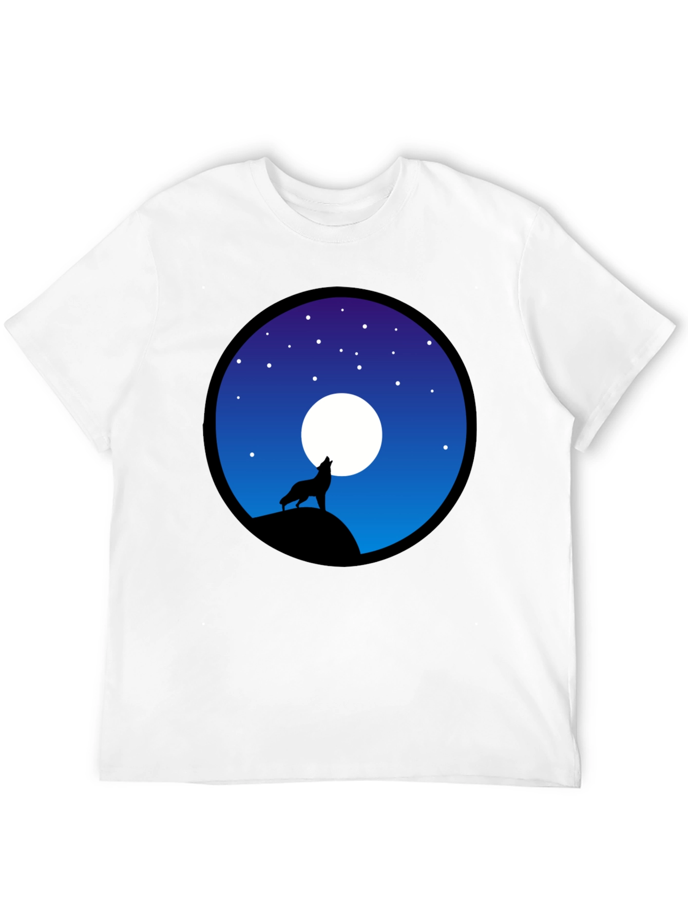 Wolf Howling at Moon Graphic T-Shirt - Black