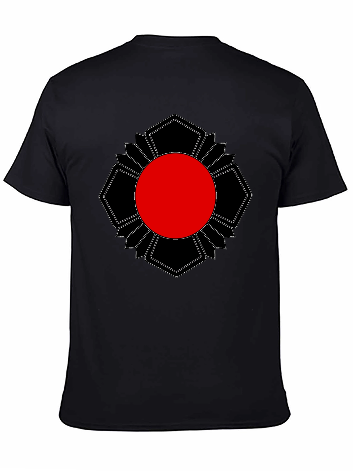Black T-Shirt with Red Sun Graphic