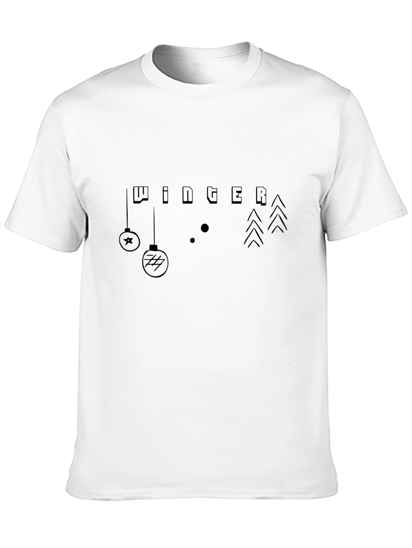 Winter Graphic Print Black T-Shirt