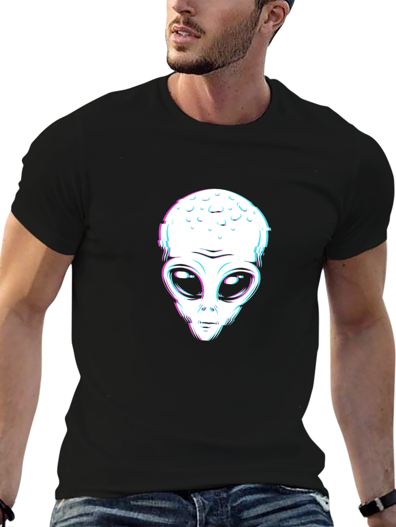 Alien Graphic T-Shirt - Trendy Black Tee