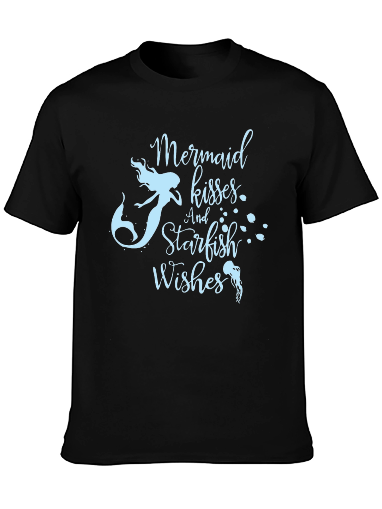 Mermaid Kisses & Starfish Wishes Black T-Shirt