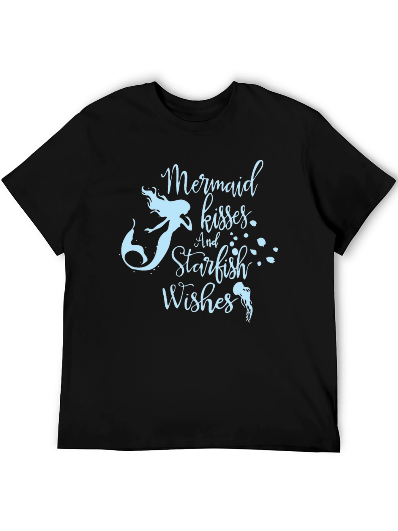 Mermaid Kisses & Starfish Wishes Black T-Shirt