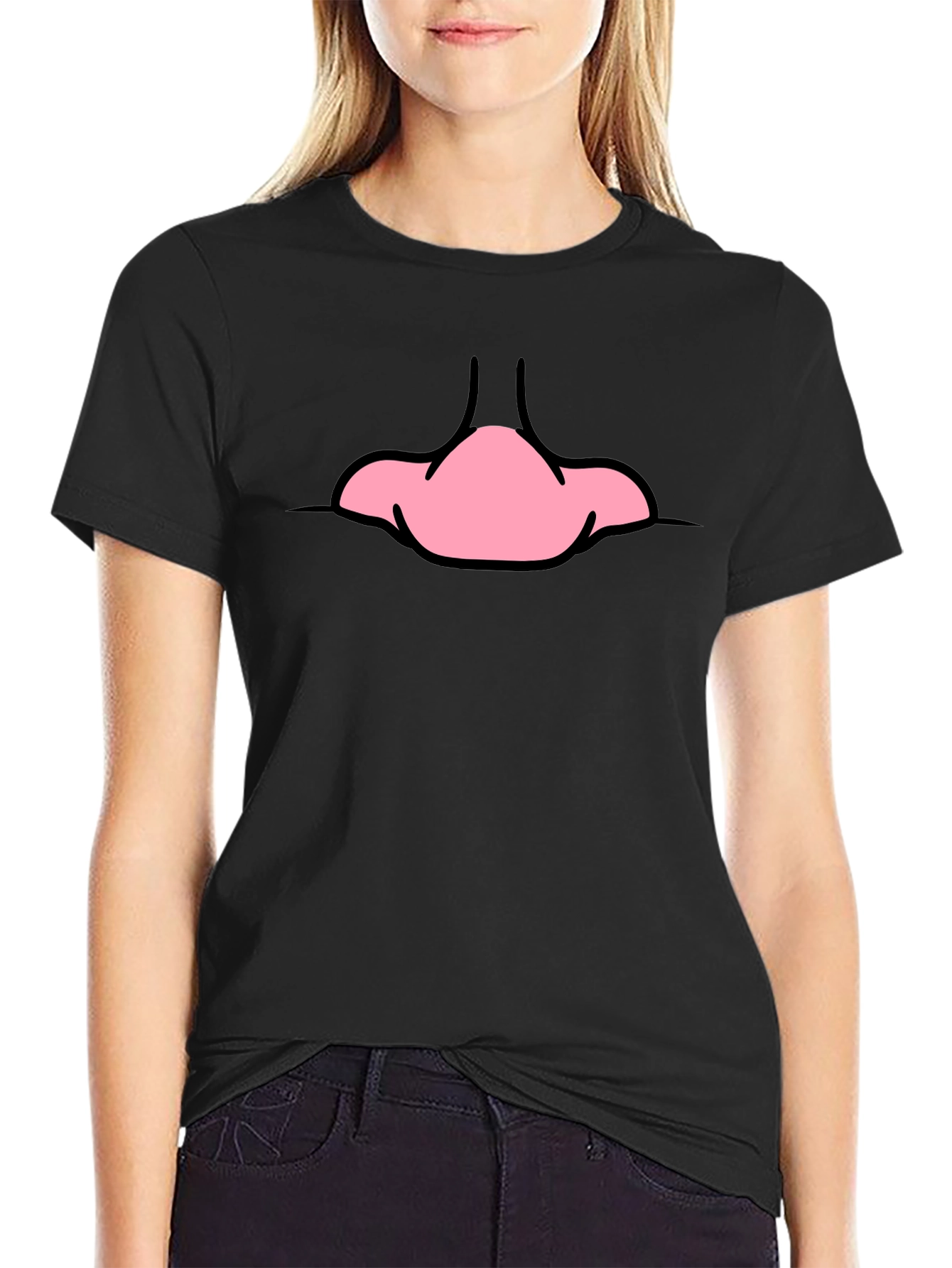 Funny Cartoon Nose Black T-Shirt