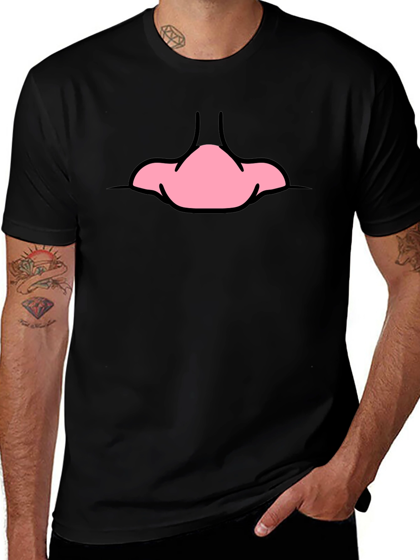 Funny Cartoon Nose Black T-Shirt