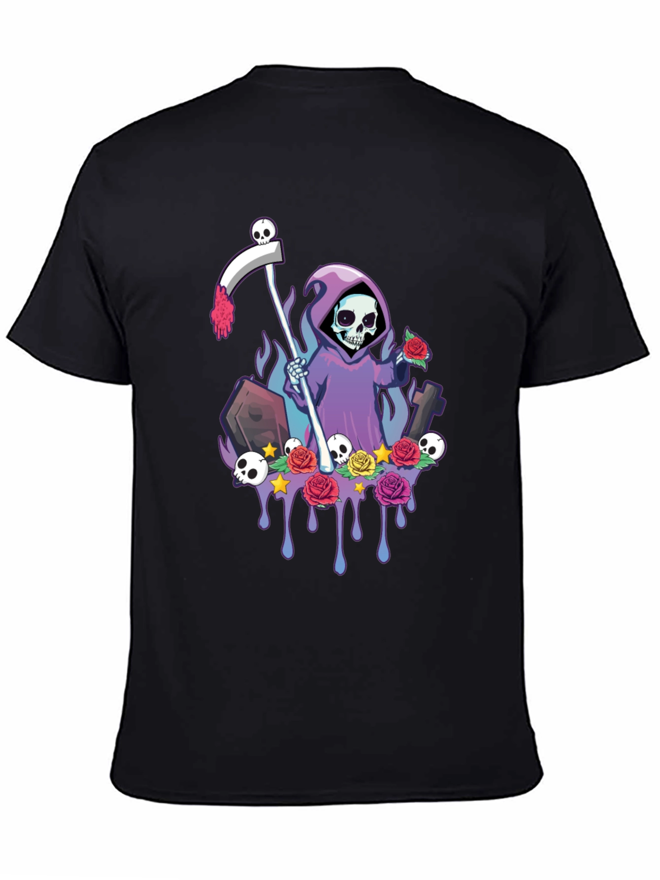 Grim Reaper Graphic Tee - Spooky Skeleton Shirt