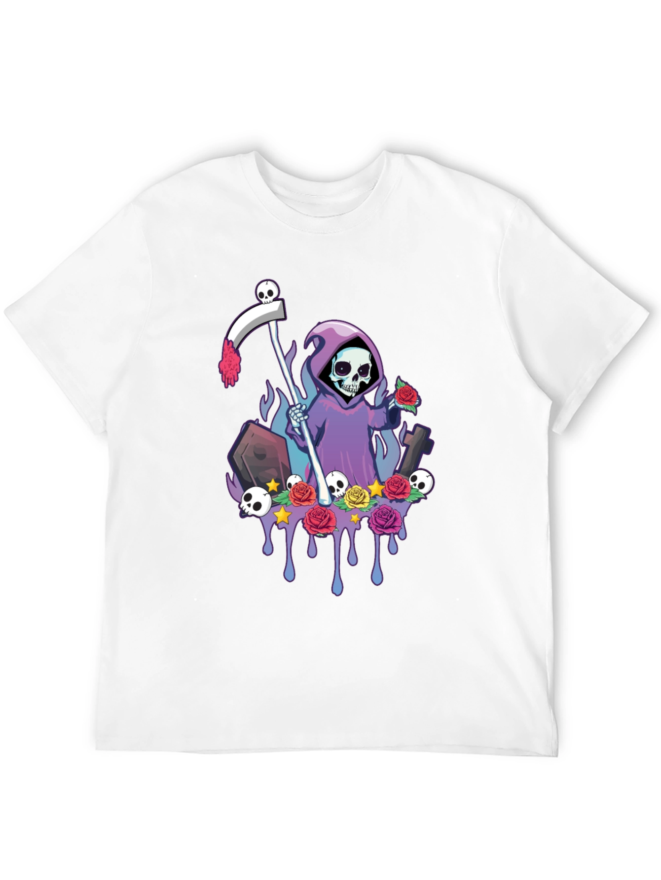 Grim Reaper Graphic Tee - Spooky Skeleton Shirt