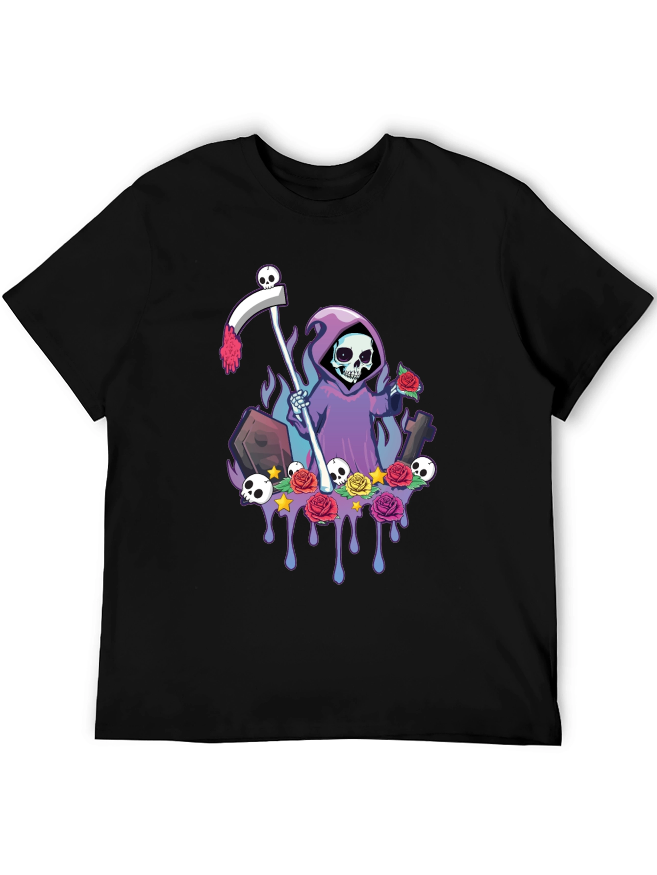 Grim Reaper Graphic Tee - Spooky Skeleton Shirt