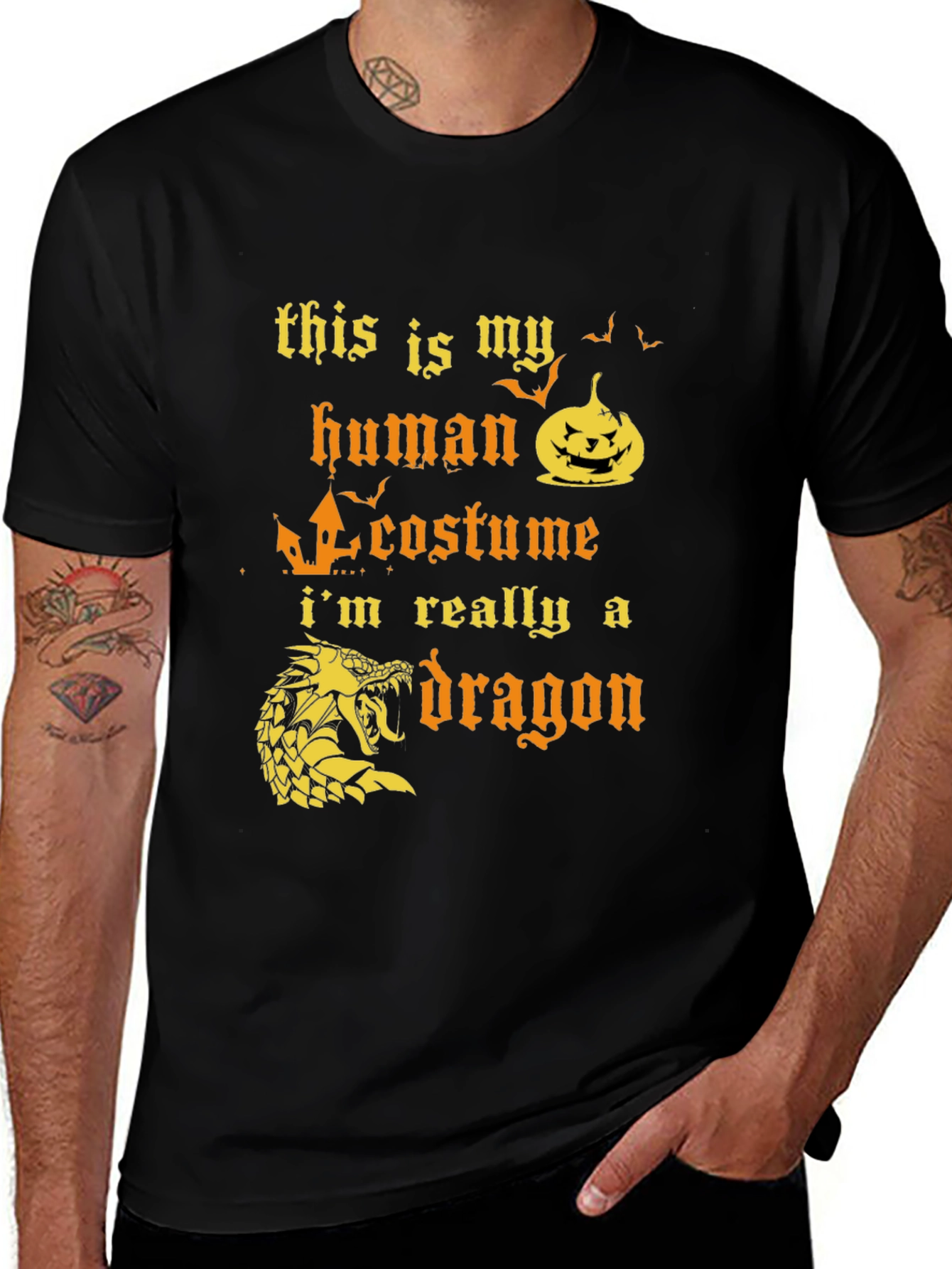 Human Costume Dragon T-Shirt Halloween Apparel