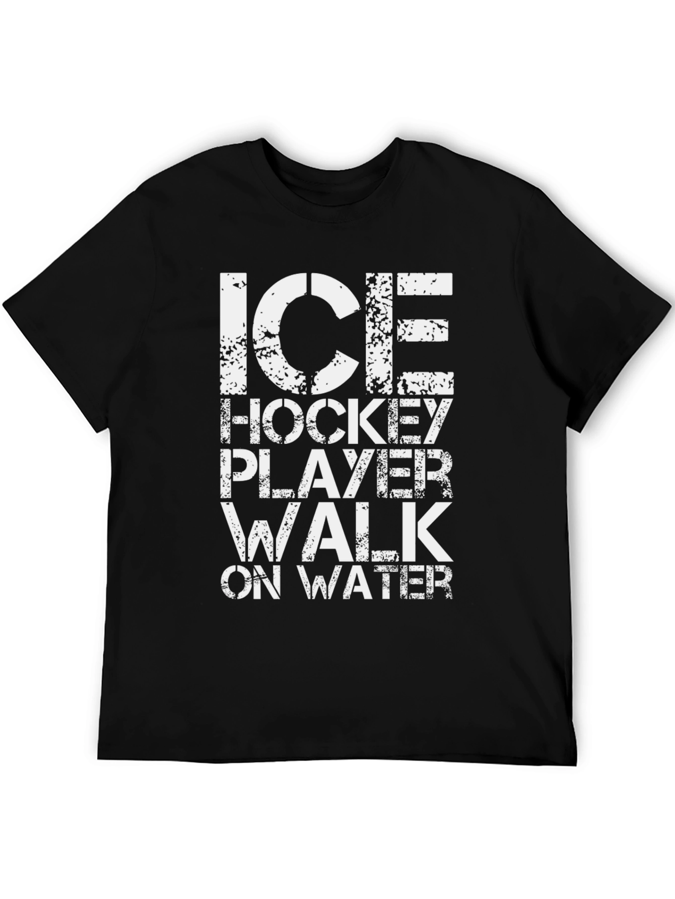 Ice Hockey Player Walk on Water Black T-Shirt
