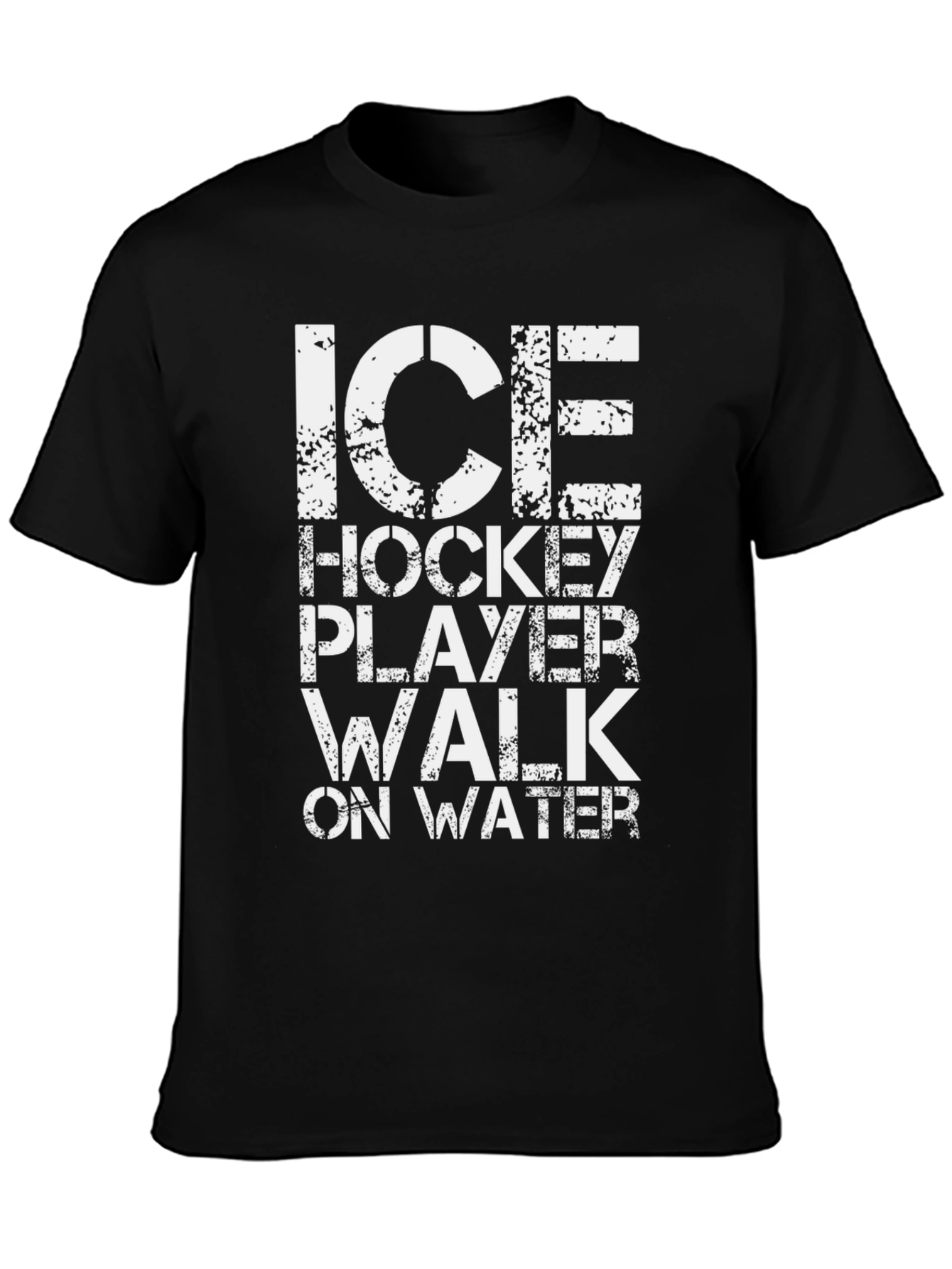 Ice Hockey Player Walk on Water Black T-Shirt
