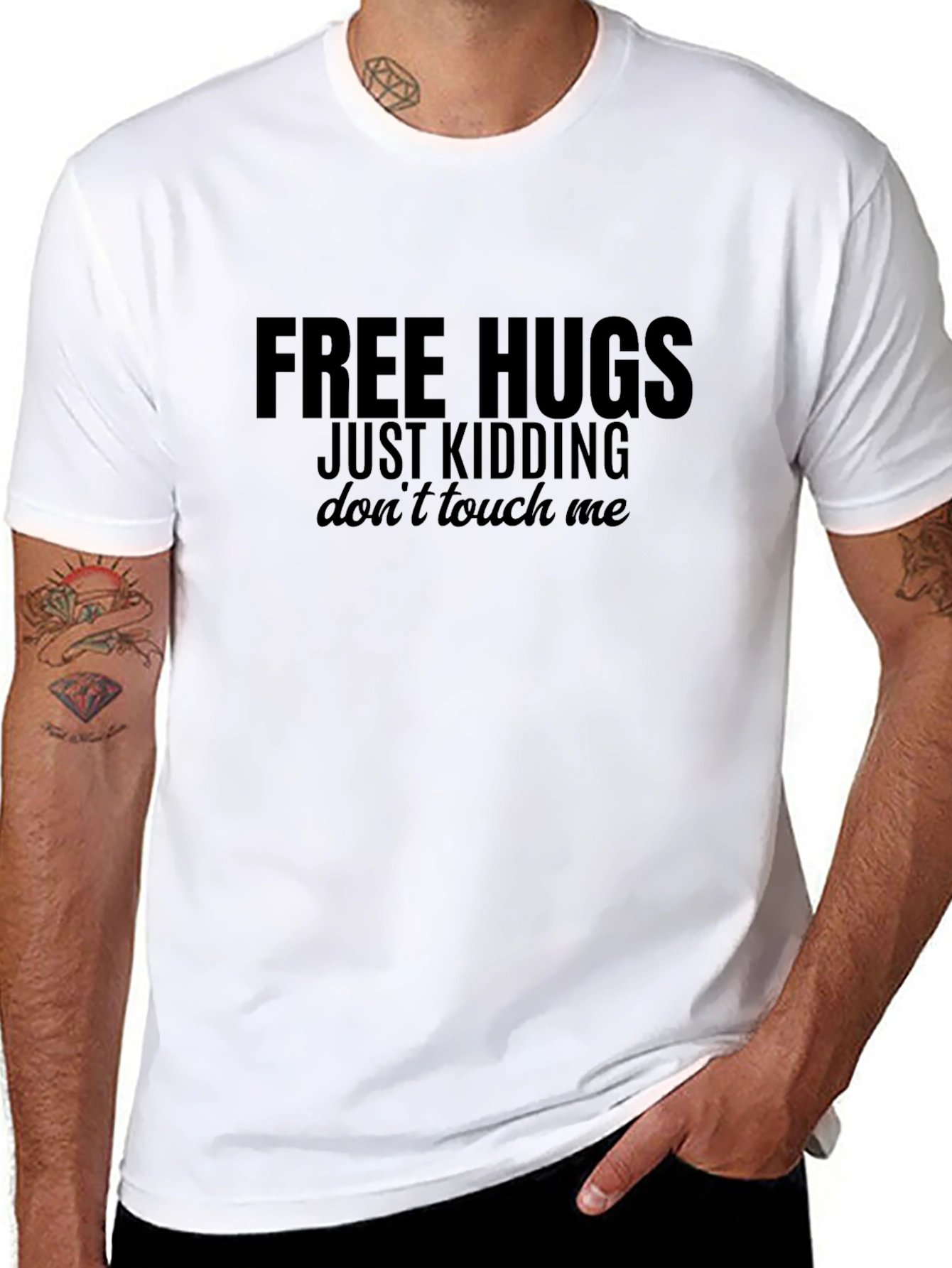 Funny Graphic Tee: Free Hugs - Just Kidding!