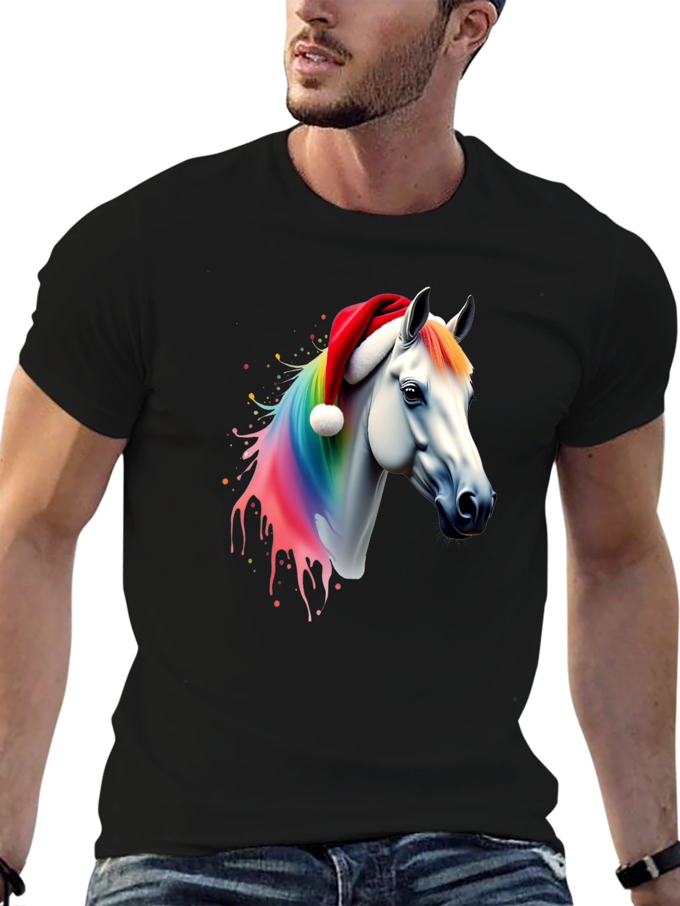 Rainbow Horse Christmas T-Shirt