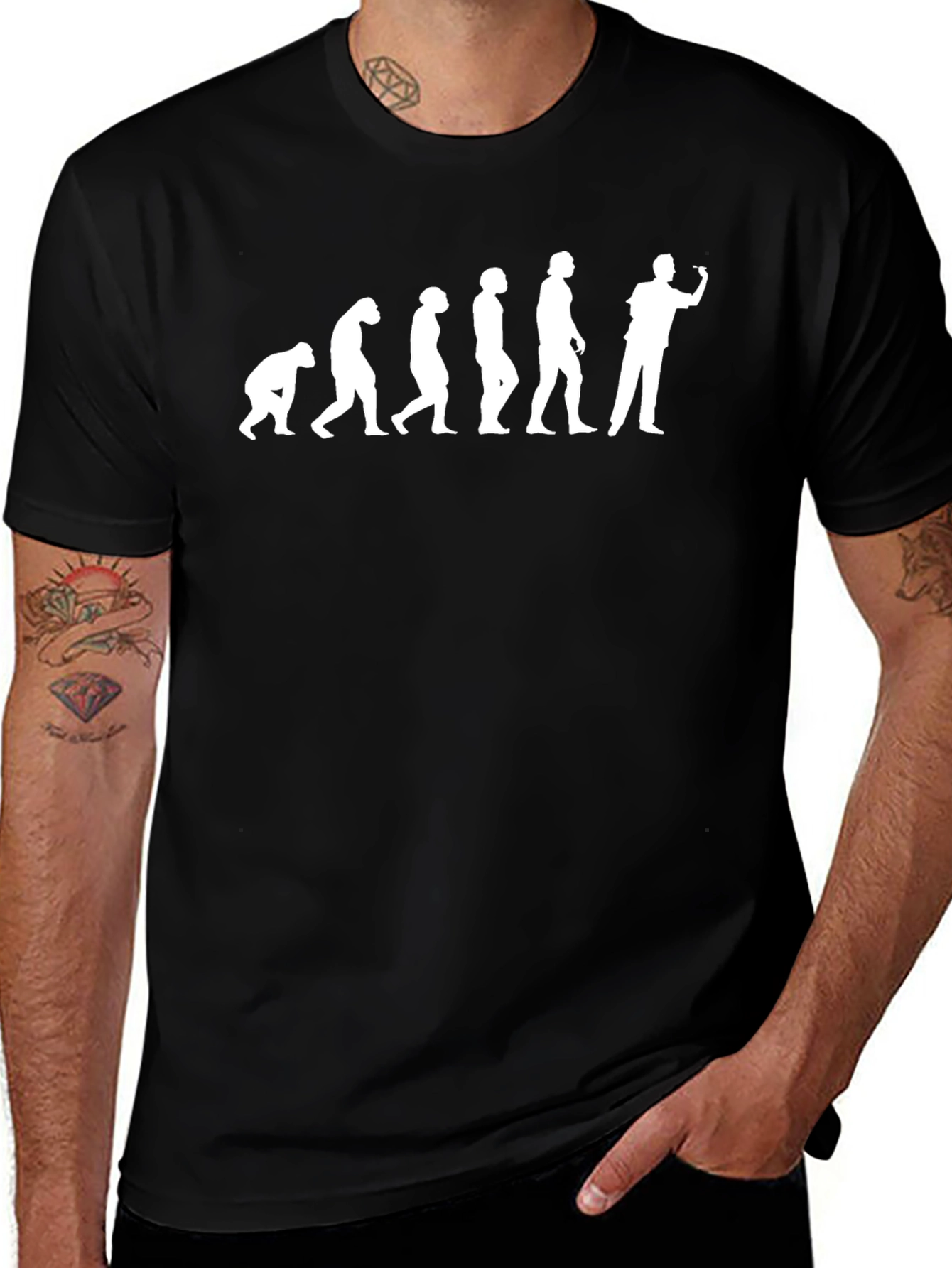 Evolution of Man Dart Player T-Shirt - Black
