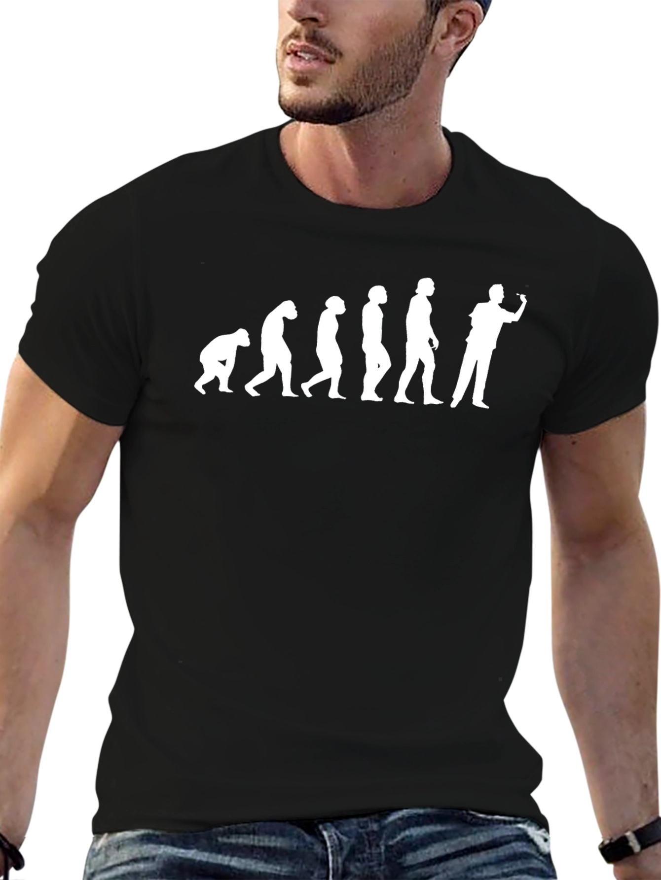 Evolution of Man Dart Player T-Shirt - Black