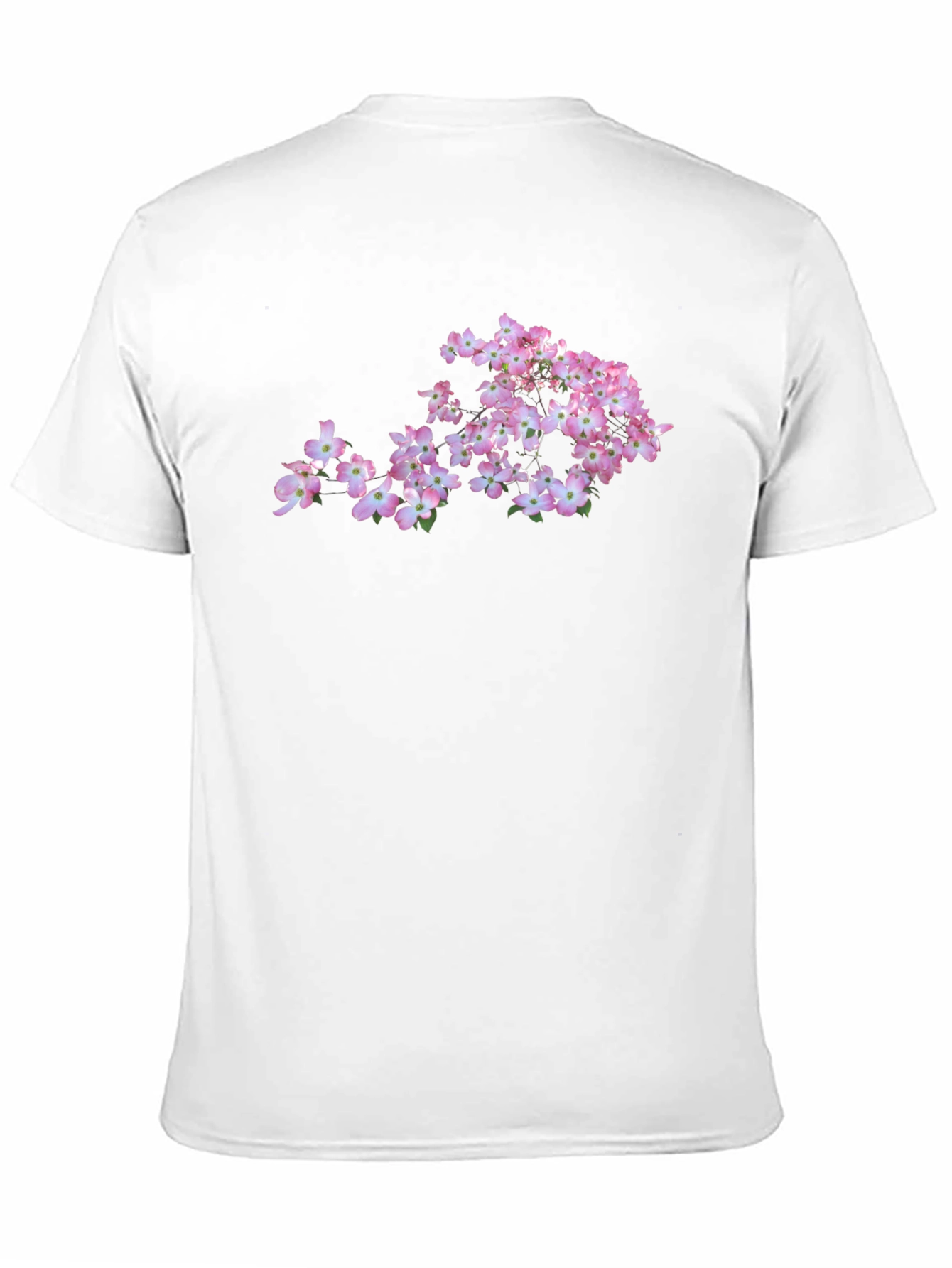 Pink Dogwood Flower Graphic Black T-Shirt