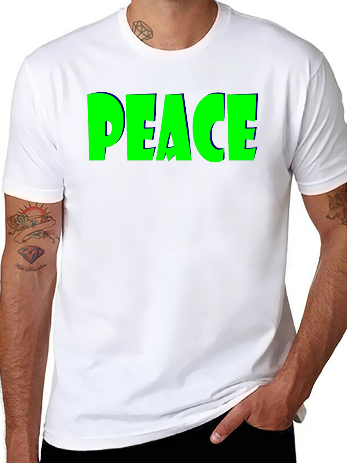 Peace Graphic Tee - Bold Green on Black