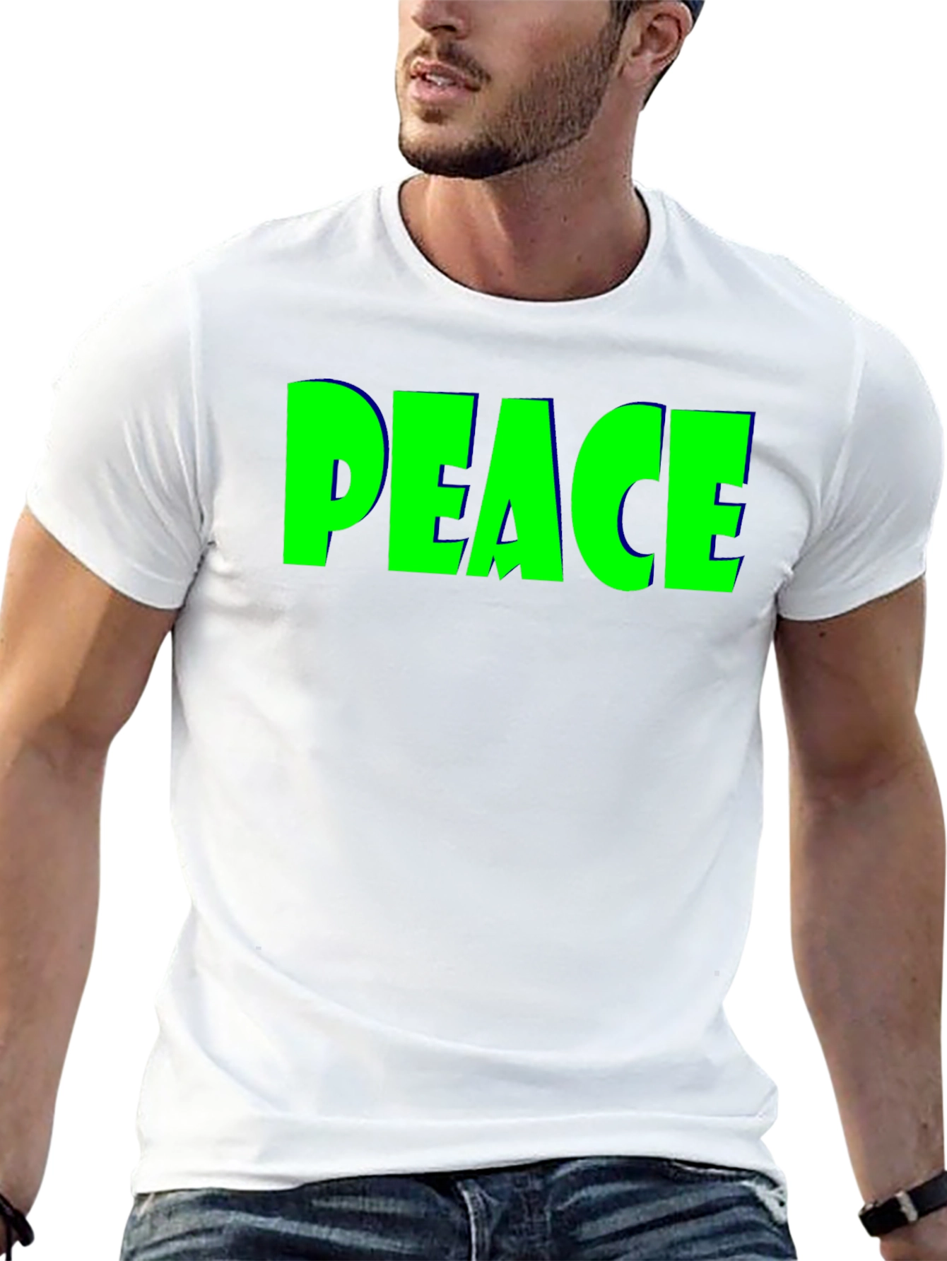 Peace Graphic Tee - Bold Green on Black