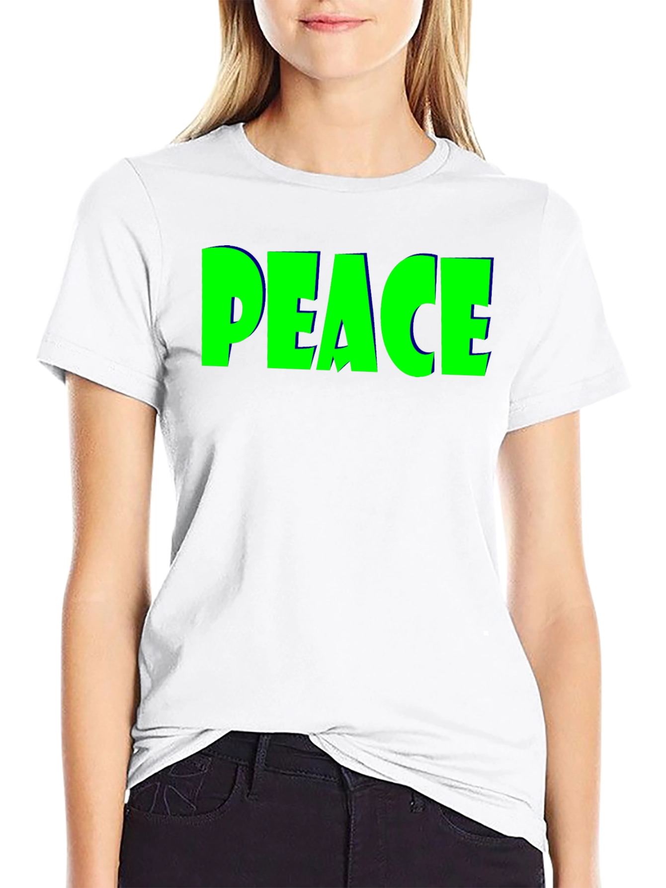 Peace Graphic Tee - Bold Green on Black