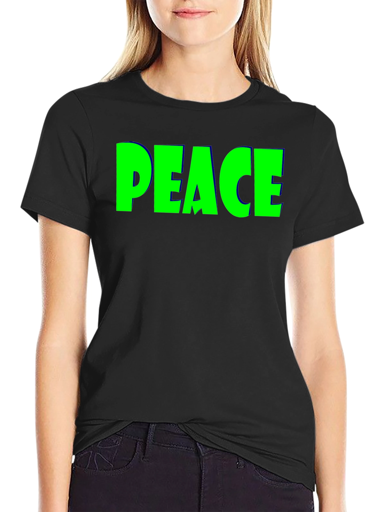 Peace Graphic Tee - Bold Green on Black