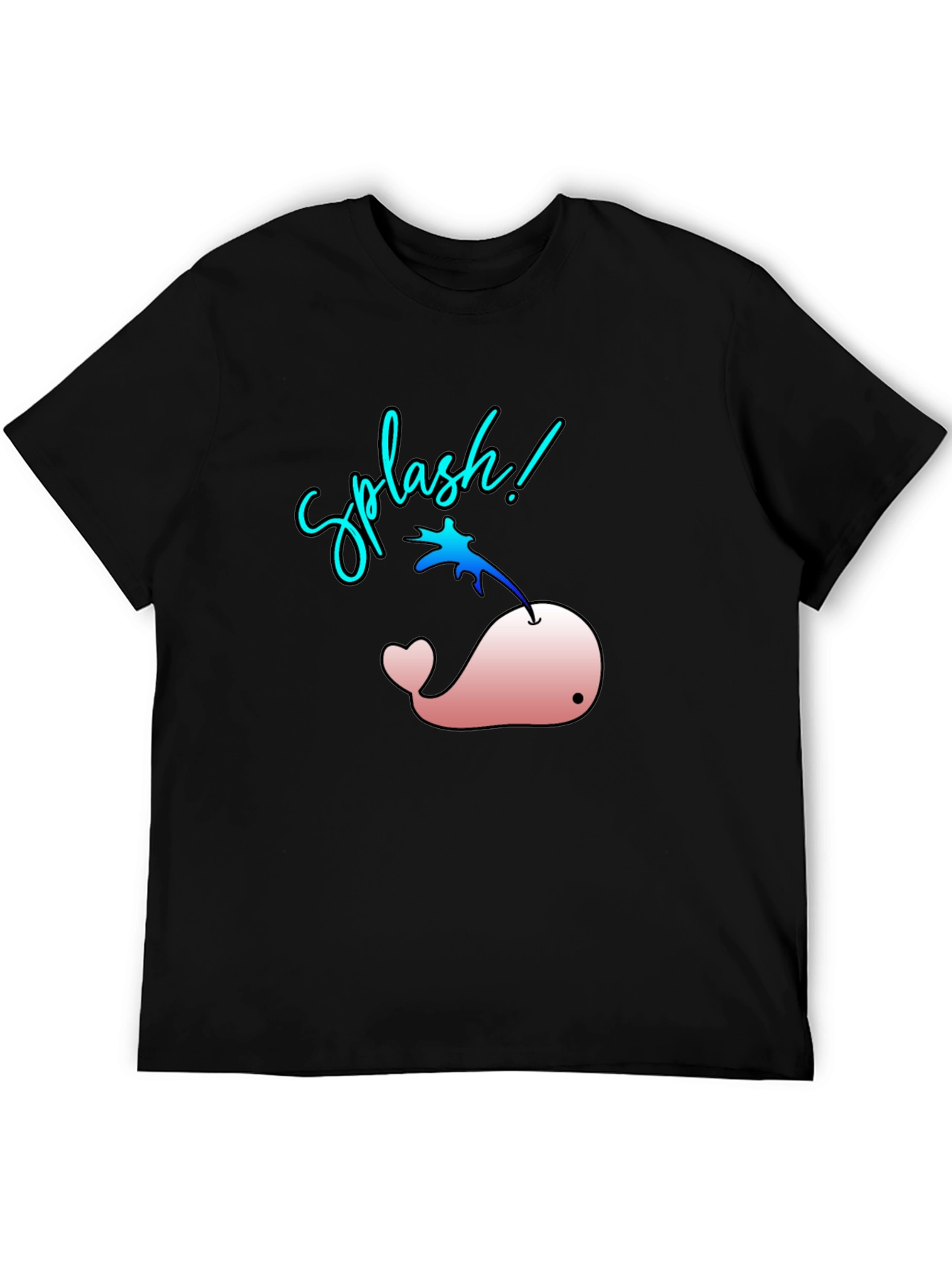 Splash! Pink Whale Graphic Black T-Shirt