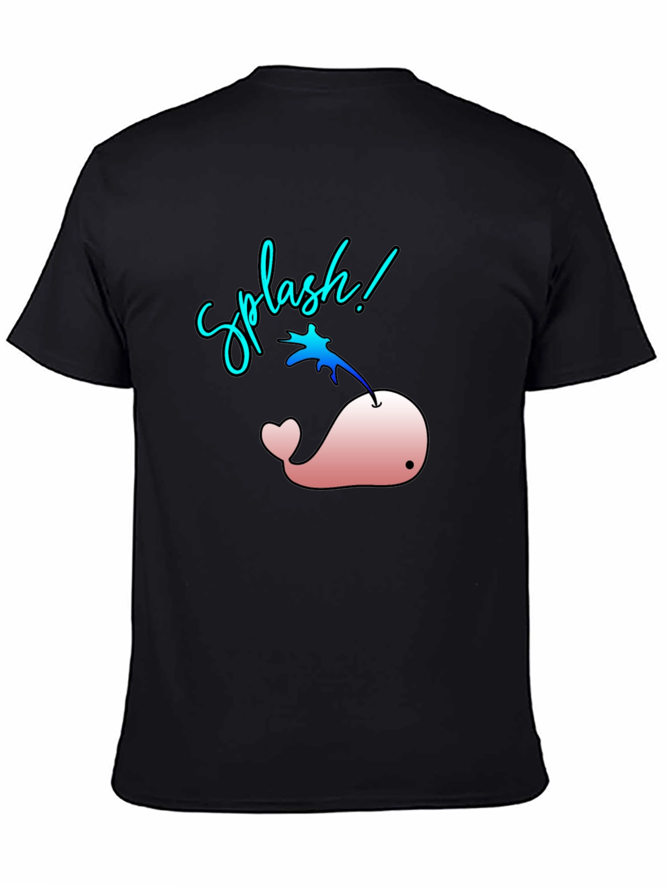 Splash! Pink Whale Graphic Black T-Shirt