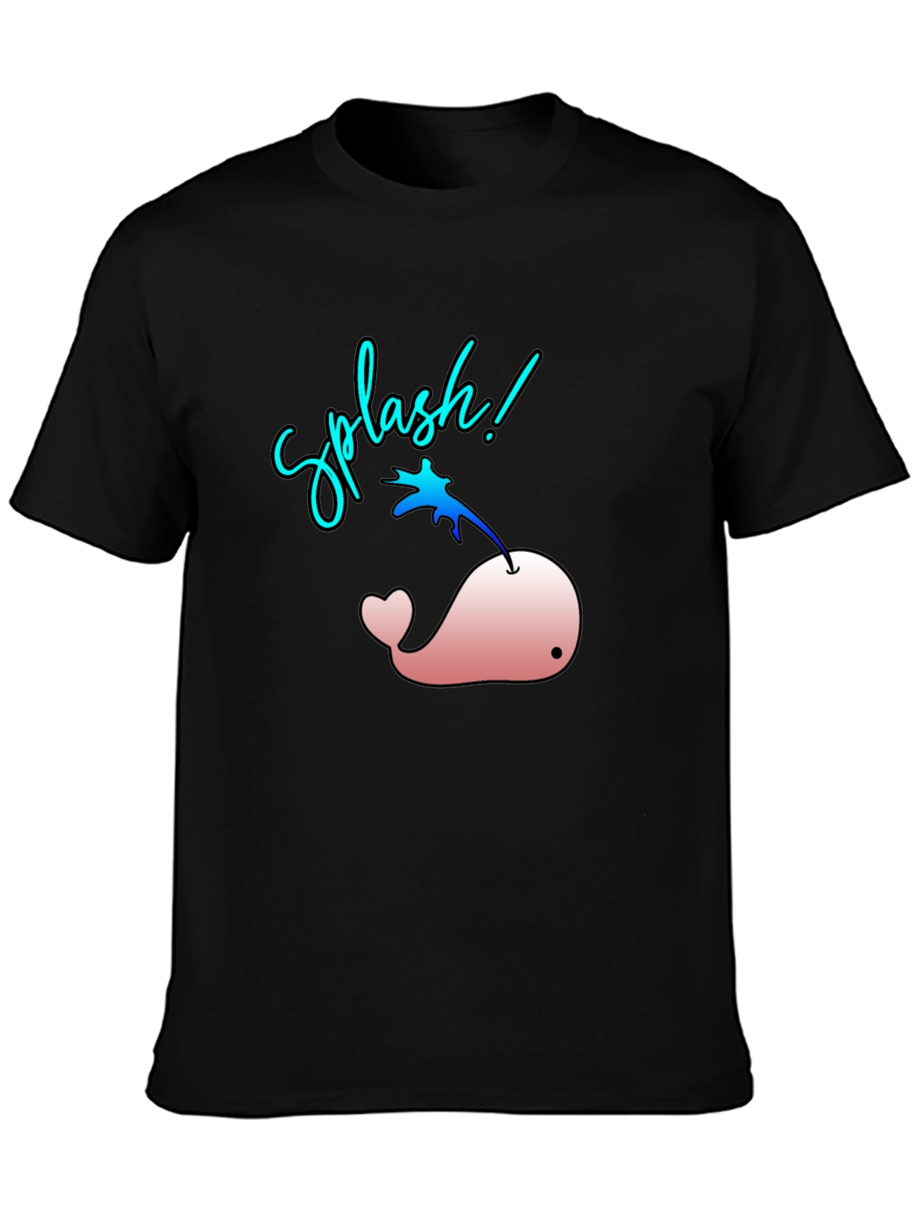 Splash! Pink Whale Graphic Black T-Shirt