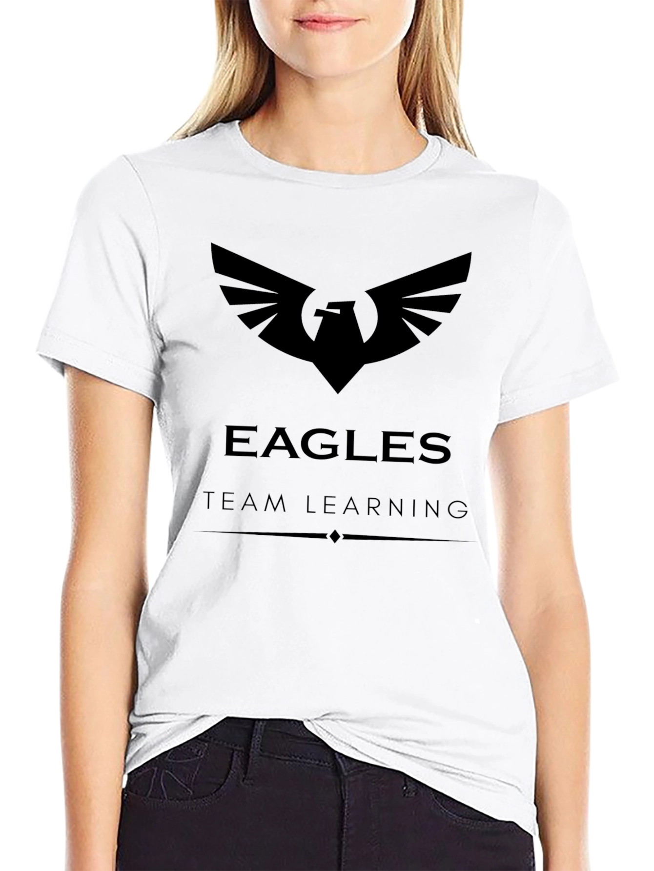 Eagles Team Learning Black Graphic T-Shirt