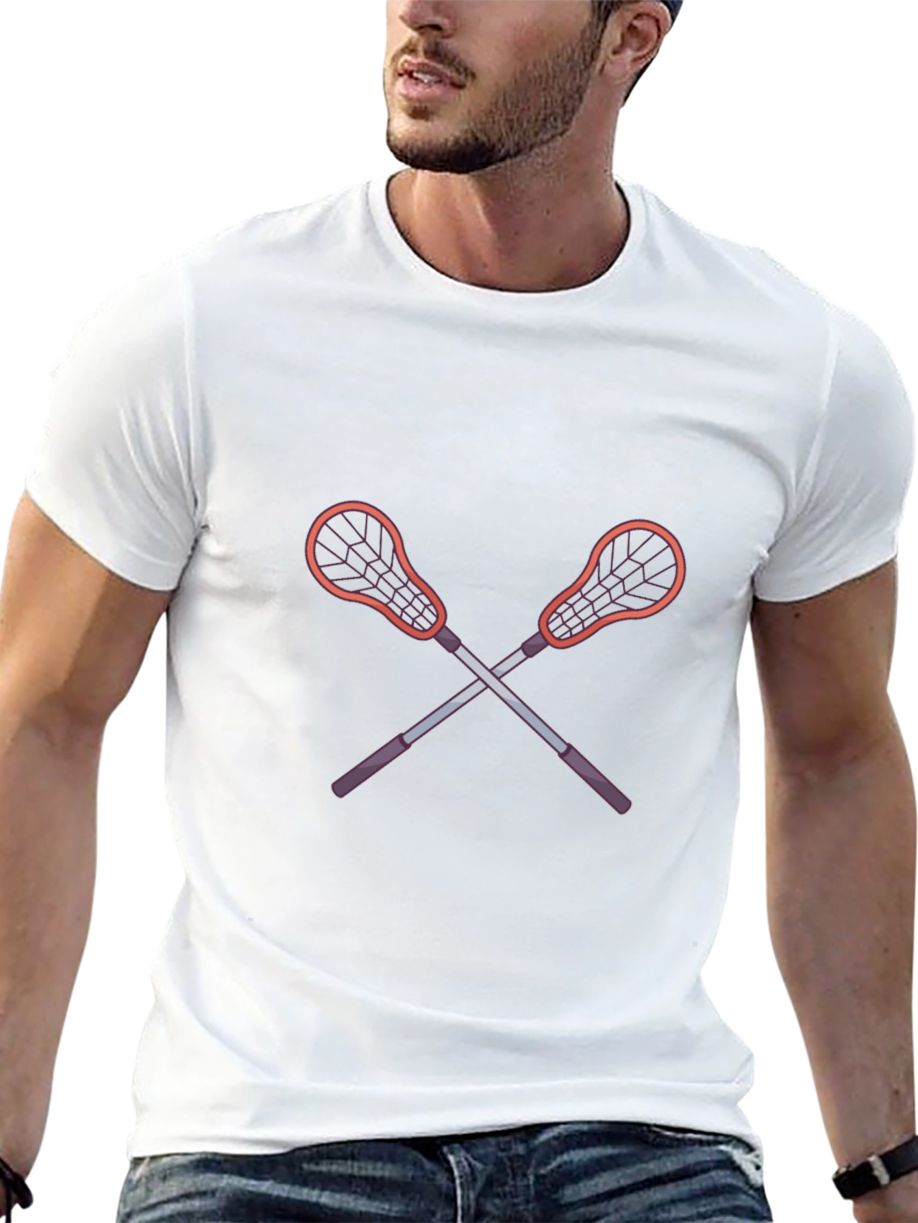 Lacrosse Sticks Graphic Tee - Sporty Casual Style