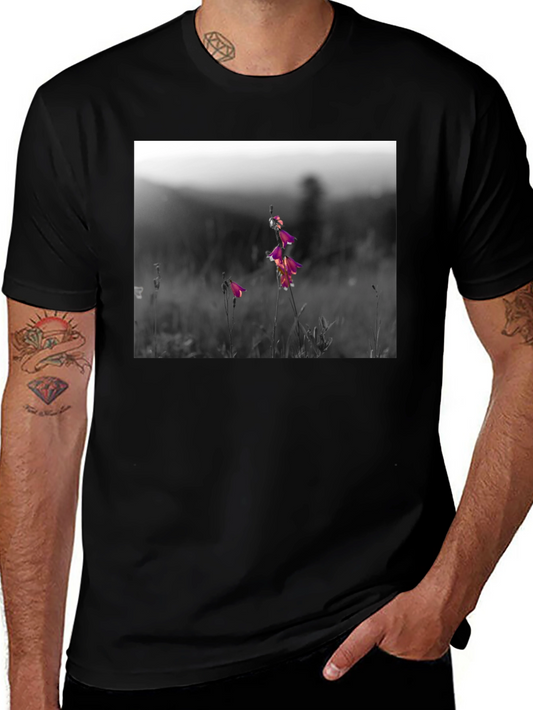 Floral Meadow Graphic Tee - Black Cotton Blend