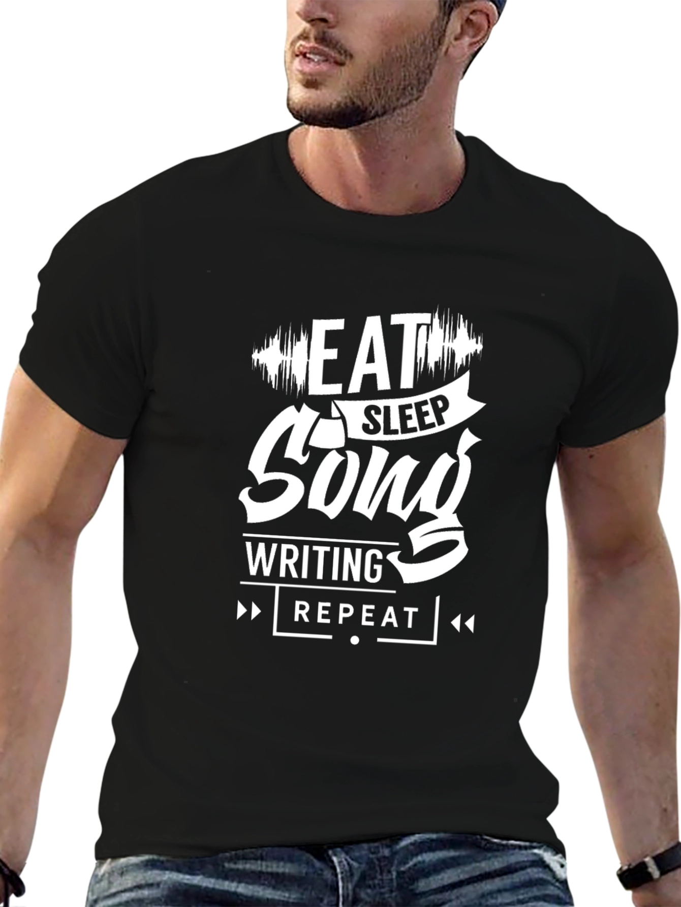 Eat Sleep Songwriting Repeat Black Graphic Tee