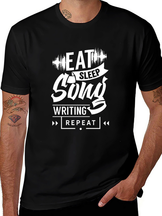 Eat Sleep Songwriting Repeat Black Graphic Tee